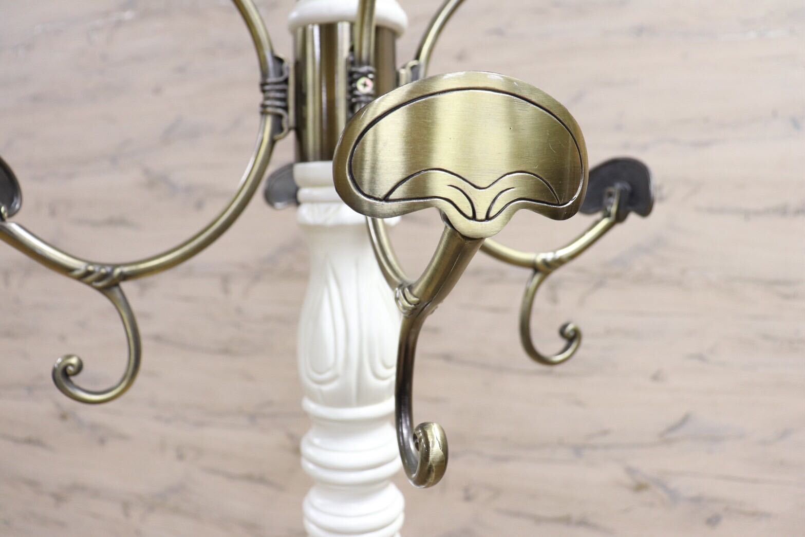 GMIS418N○ヨーロピアン コートハンガー ポールハンガー 帽子掛け ポールスタンド 木製 ホワイト アンティーク