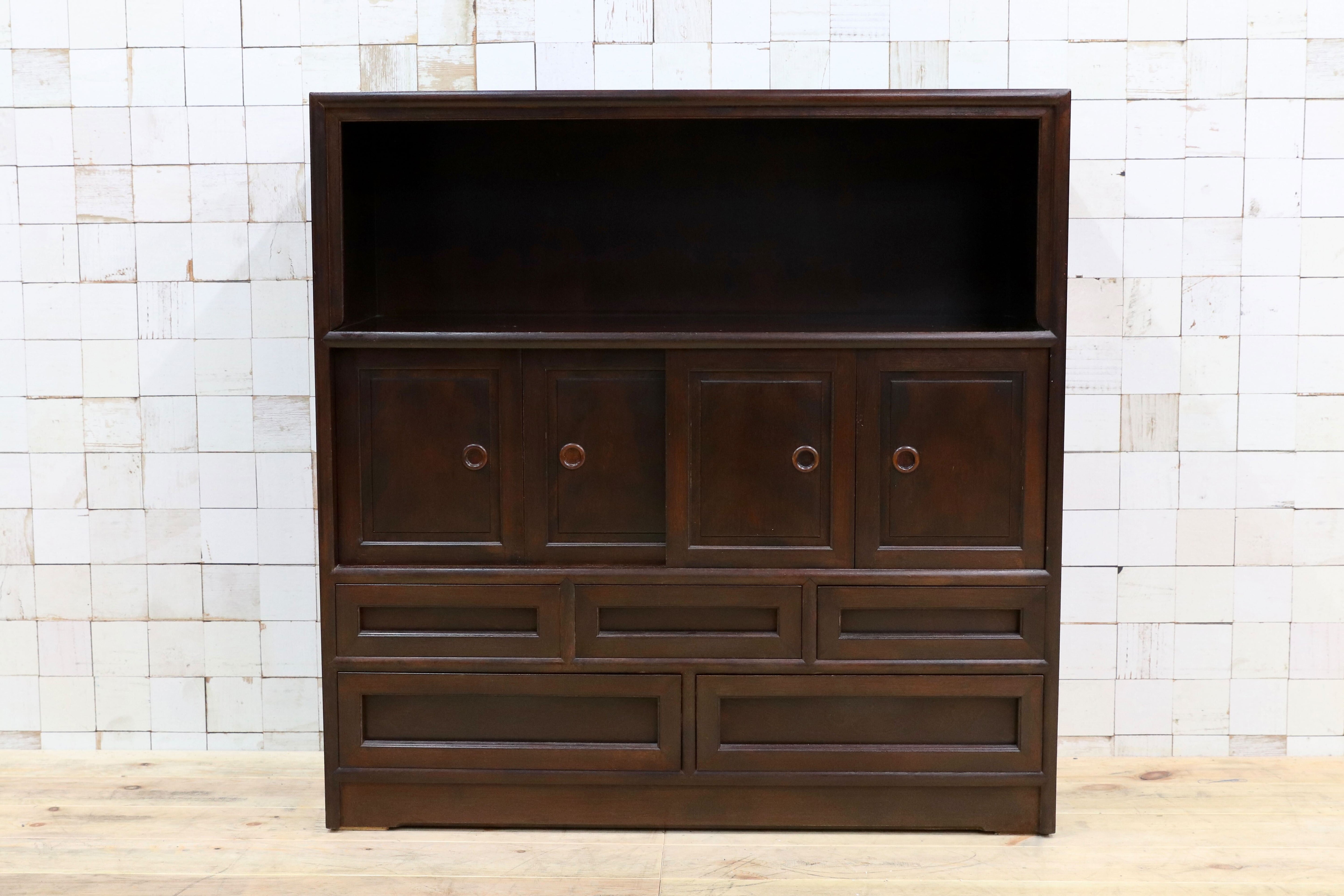 GMIS21○松本民芸家具 茶棚 飾り棚 サイドボード キャビネット リビングボード ミズメザクラ 無垢材 和家具 和モダン 民藝 約60万