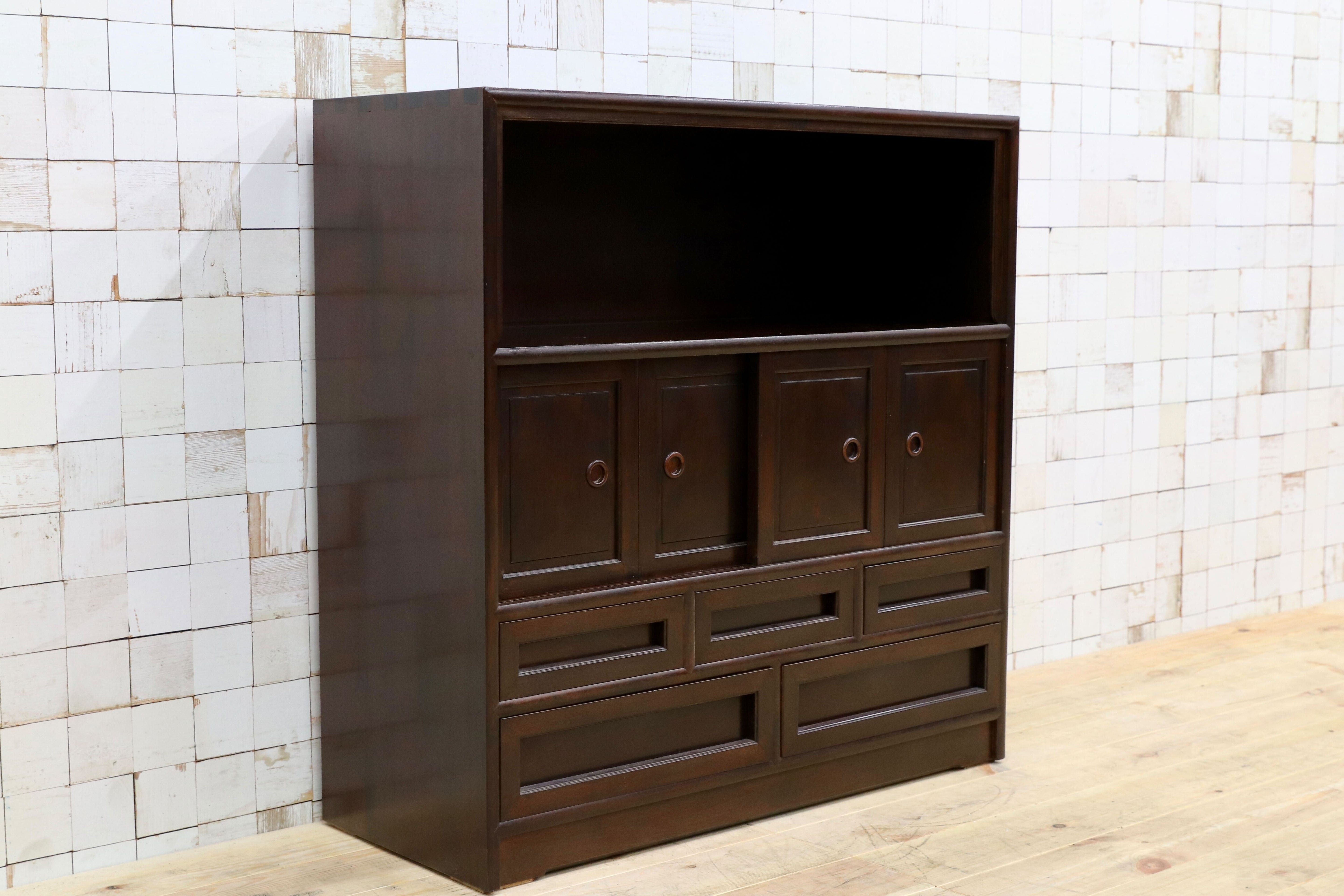 GMIS21○松本民芸家具 茶棚 飾り棚 サイドボード キャビネット リビングボード ミズメザクラ 無垢材 和家具 和モダン 民藝 約60万