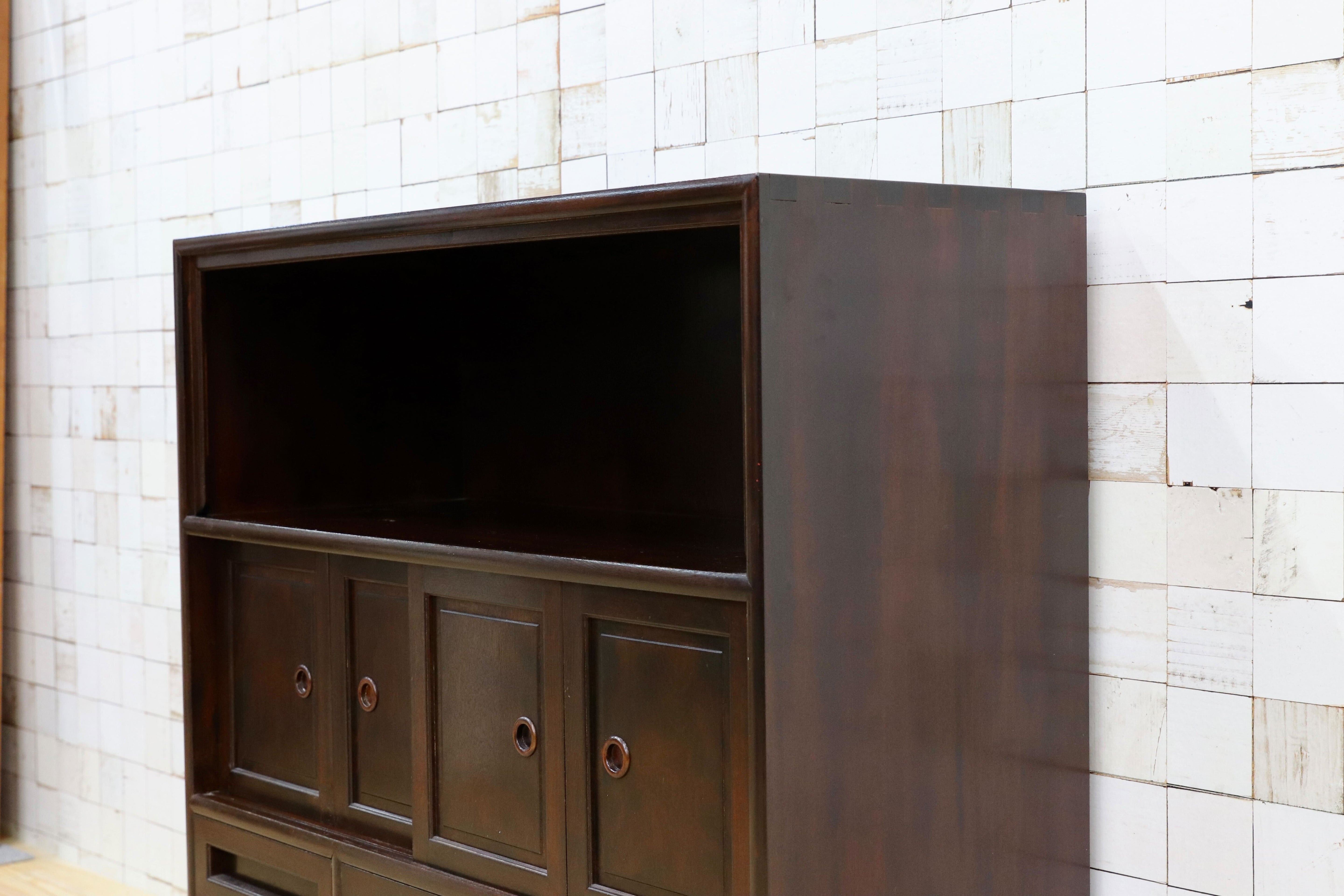 GMIS21○松本民芸家具 茶棚 飾り棚 サイドボード キャビネット リビングボード ミズメザクラ 無垢材 和家具 和モダン 民藝 約60万