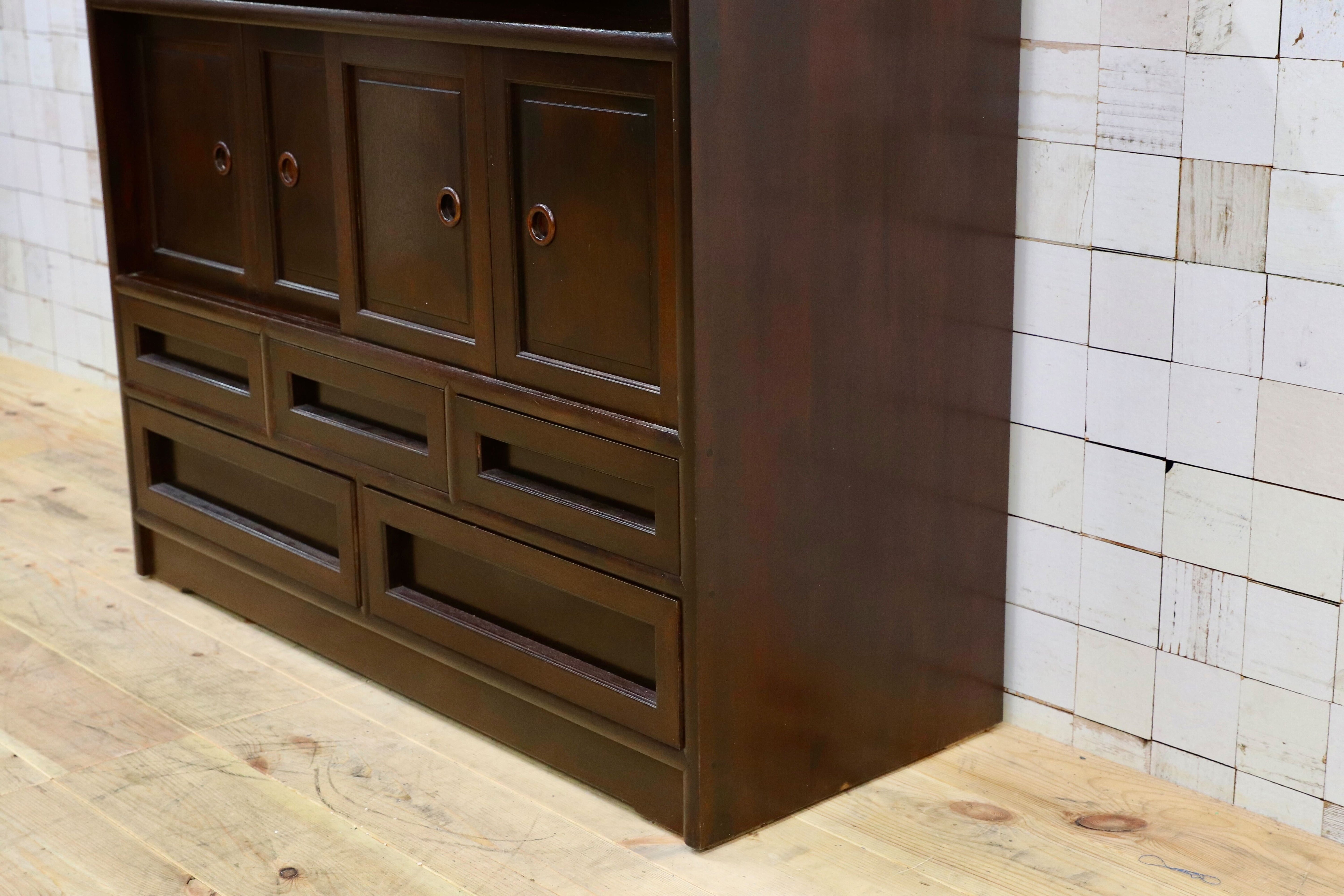 GMIS21○松本民芸家具 茶棚 飾り棚 サイドボード キャビネット リビングボード ミズメザクラ 無垢材 和家具 和モダン 民藝 約60万