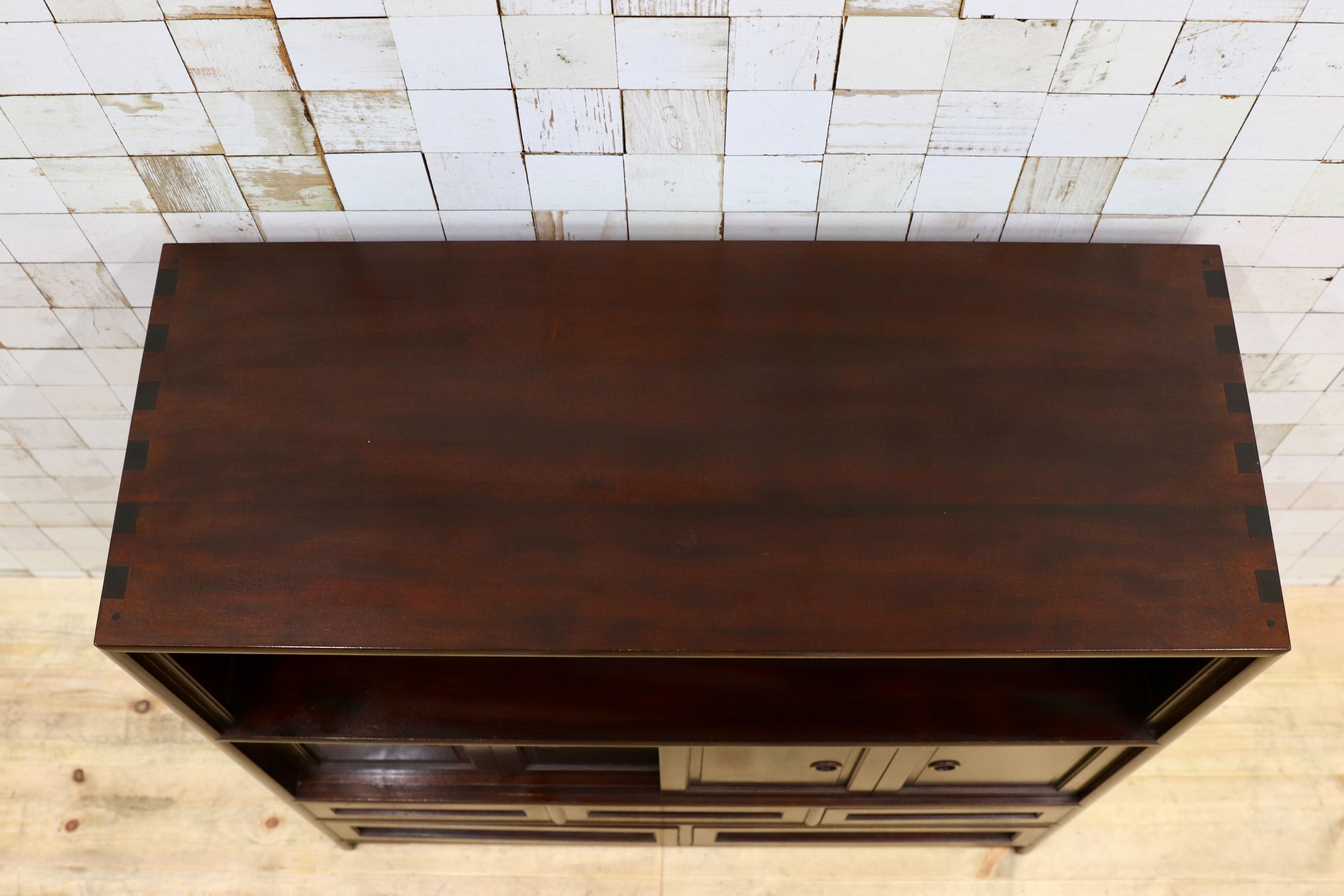 GMIS21○松本民芸家具 茶棚 飾り棚 サイドボード キャビネット リビングボード ミズメザクラ 無垢材 和家具 和モダン 民藝 約60万