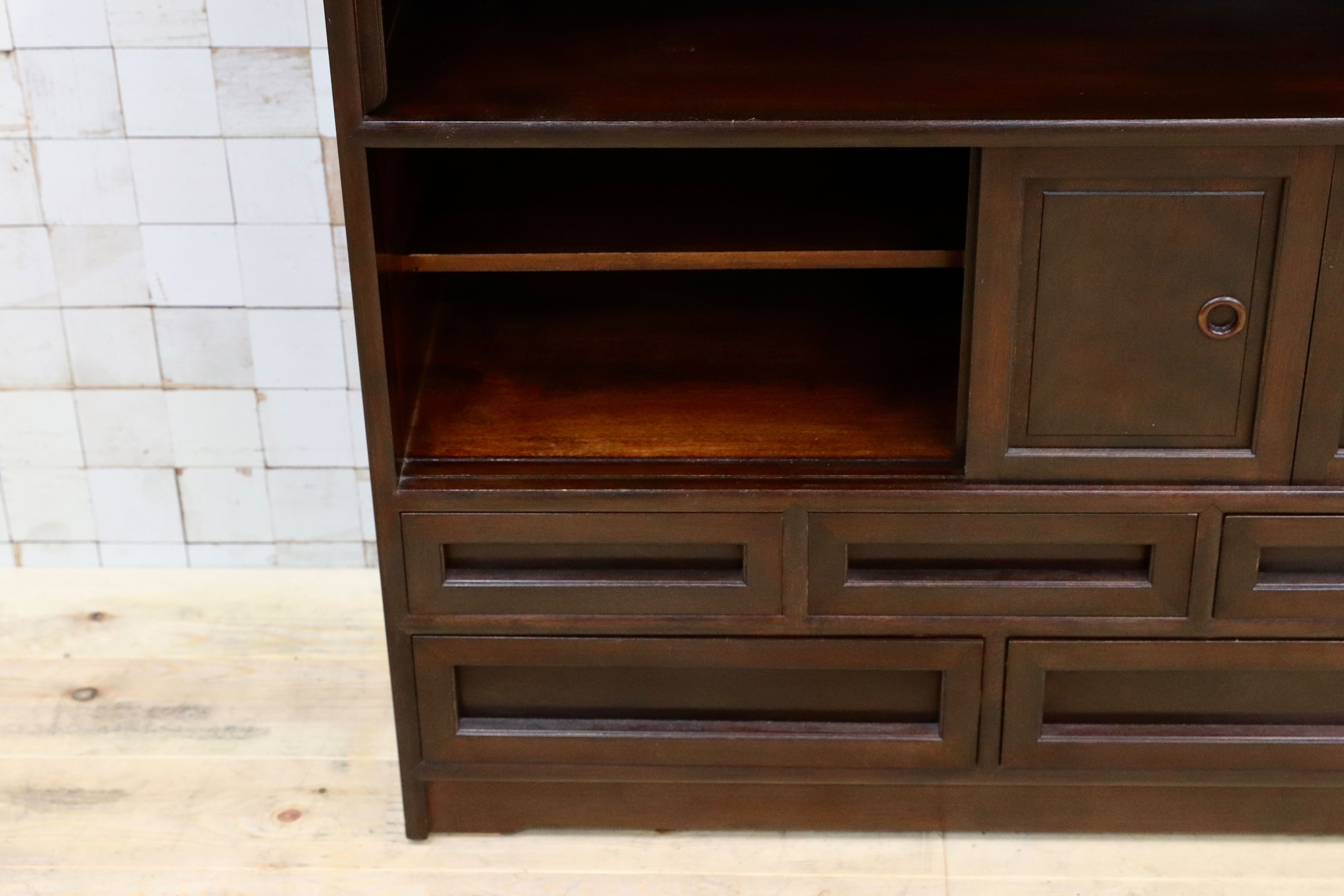 GMIS21○松本民芸家具 茶棚 飾り棚 サイドボード キャビネット リビングボード ミズメザクラ 無垢材 和家具 和モダン 民藝 約60万