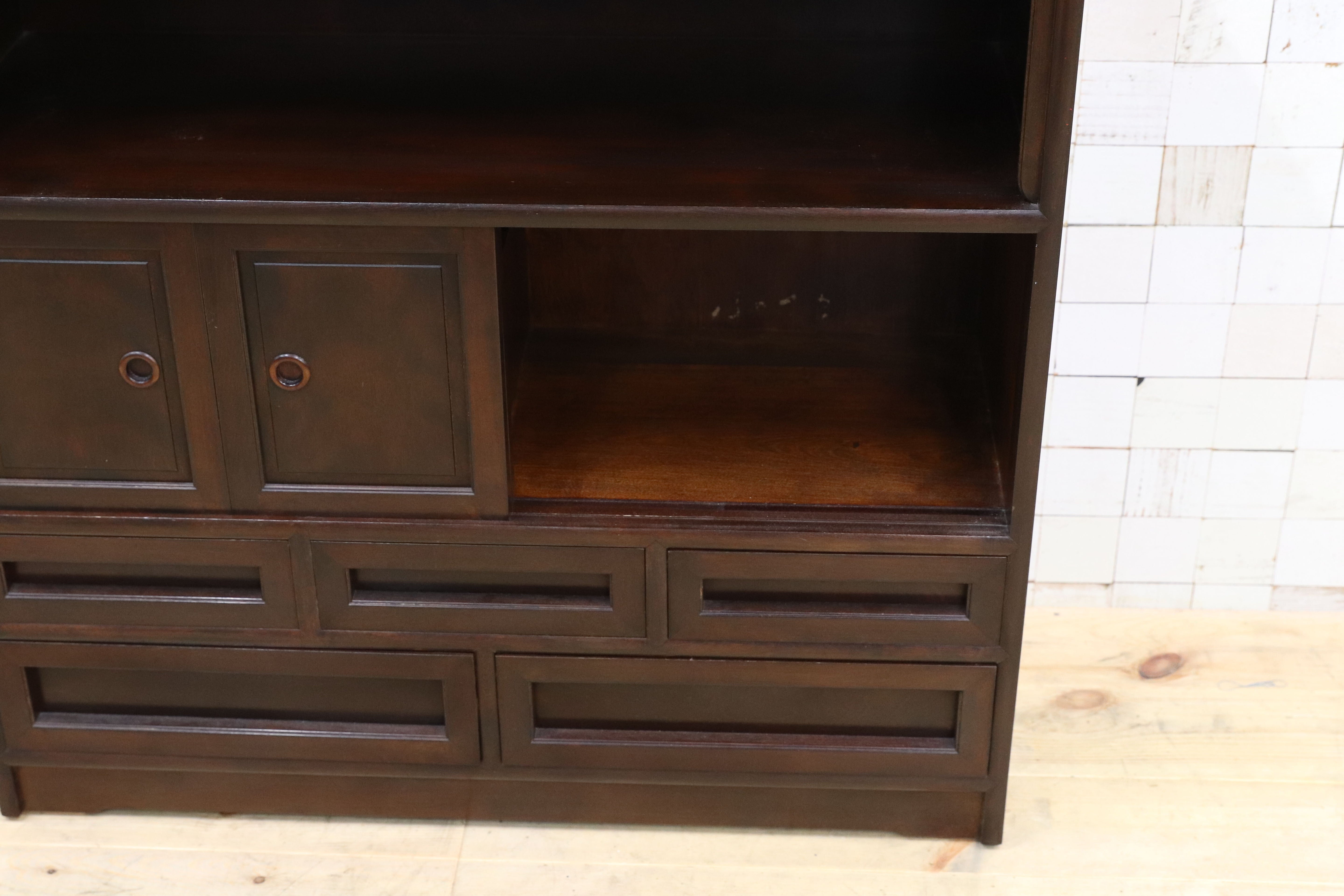 GMIS21○松本民芸家具 茶棚 飾り棚 サイドボード キャビネット リビングボード ミズメザクラ 無垢材 和家具 和モダン 民藝 約60万