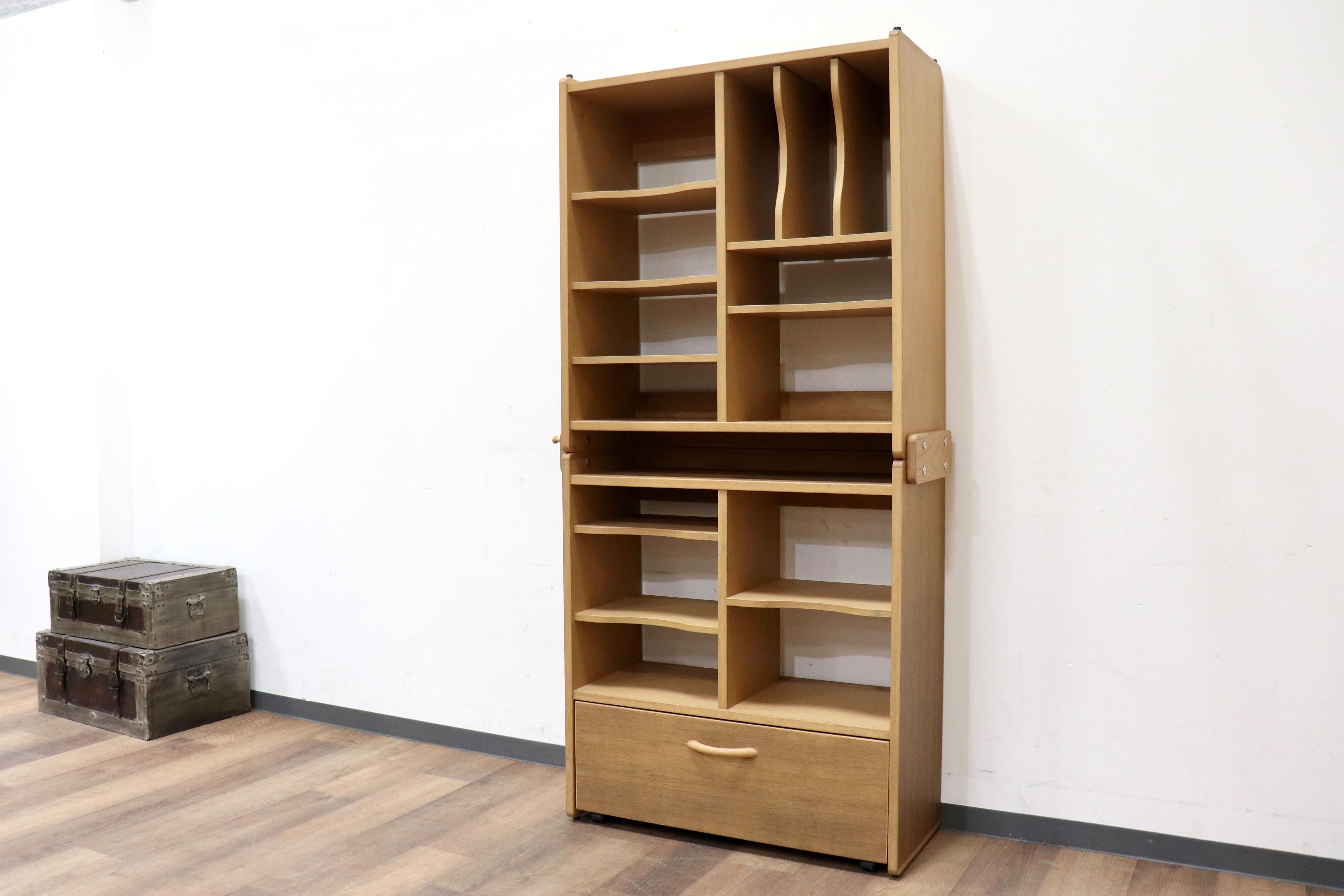 GMHK859○karimoku Benesse / カリモク×ベネッセ 組合せブックシェルフ 楢材 本棚 配置自由 棚板調節可 オーク システムデスク 学習机