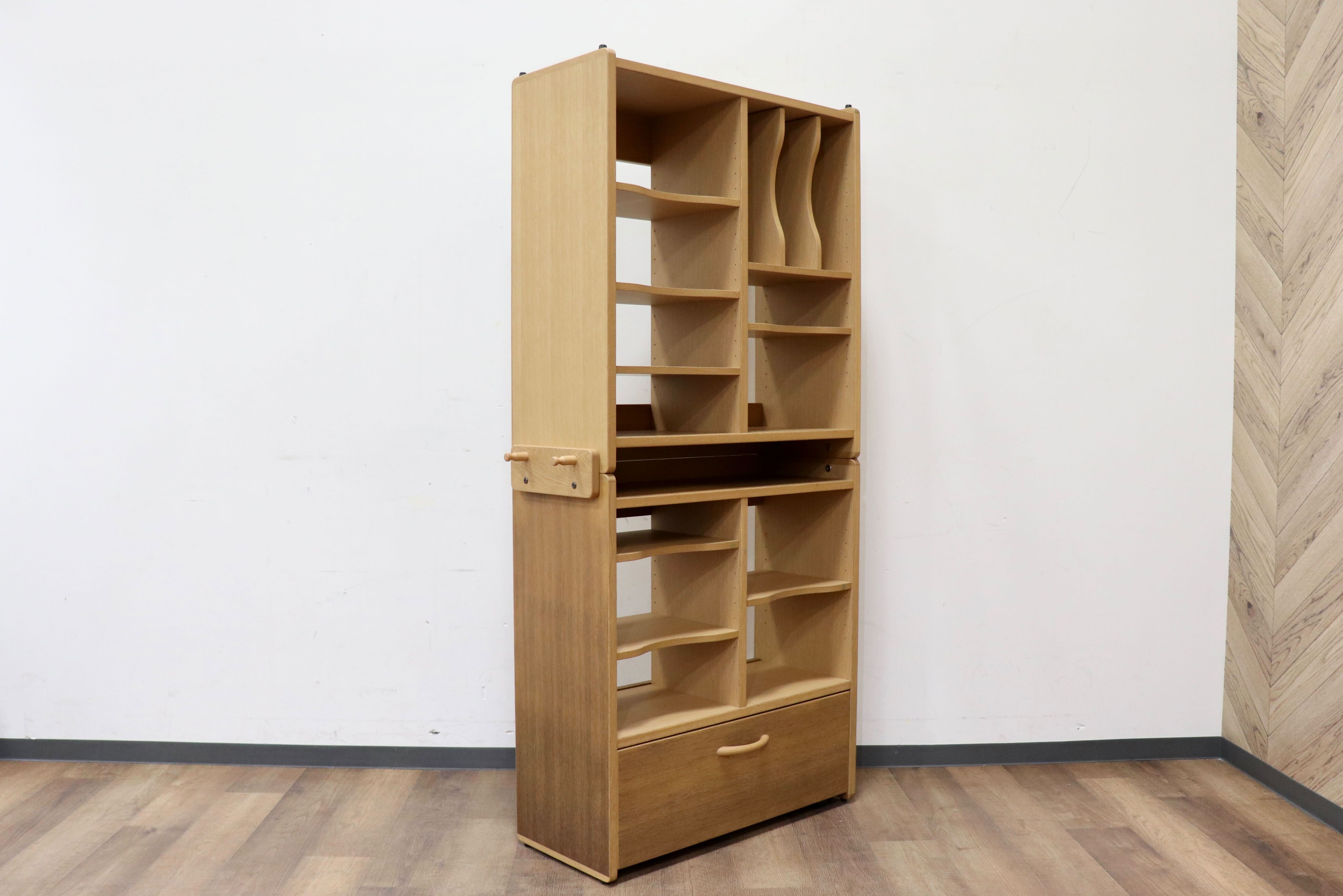 GMHK859○karimoku Benesse / カリモク×ベネッセ 組合せブックシェルフ 楢材 本棚 配置自由 棚板調節可 オーク システムデスク 学習机