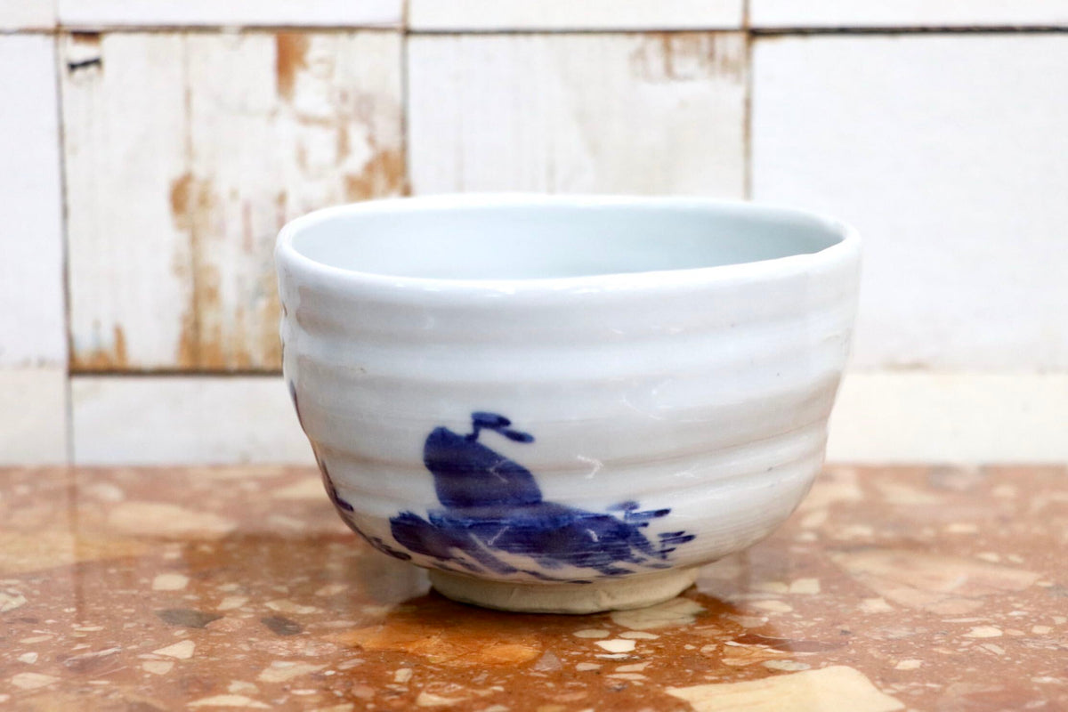 GMJK371BF〇陽山窯 水野澤三造 染付山水茶碗 共箱 茶道具 抹茶碗 陶印