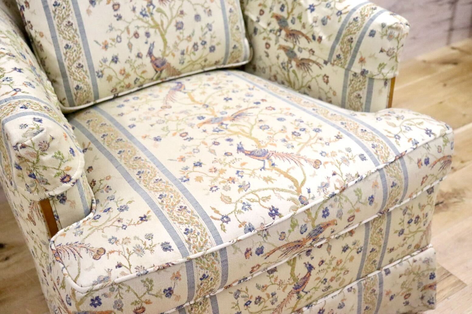 GMHN257D○DREXEL HERITAGE / ドレクセルヘリテイジ 1人掛けソファ シングルソファ アームチェア ファブリック ヴィンテージ 美品