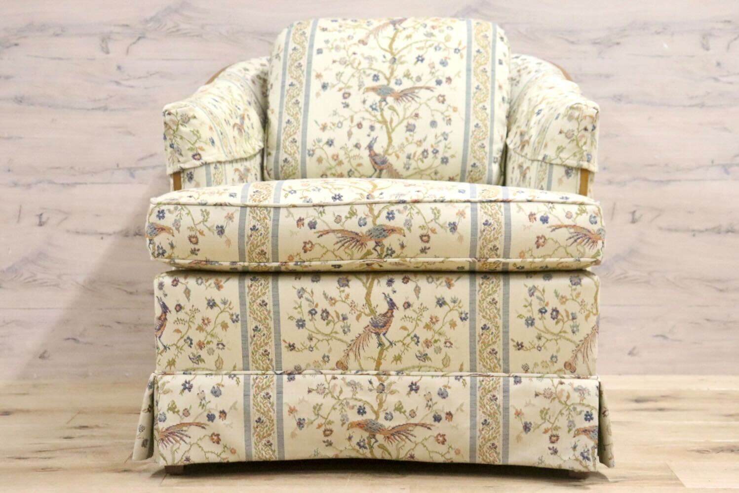 GMHN257D○DREXEL HERITAGE / ドレクセルヘリテイジ 1人掛けソファ シングルソファ アームチェア ファブリック ヴィンテージ 美品