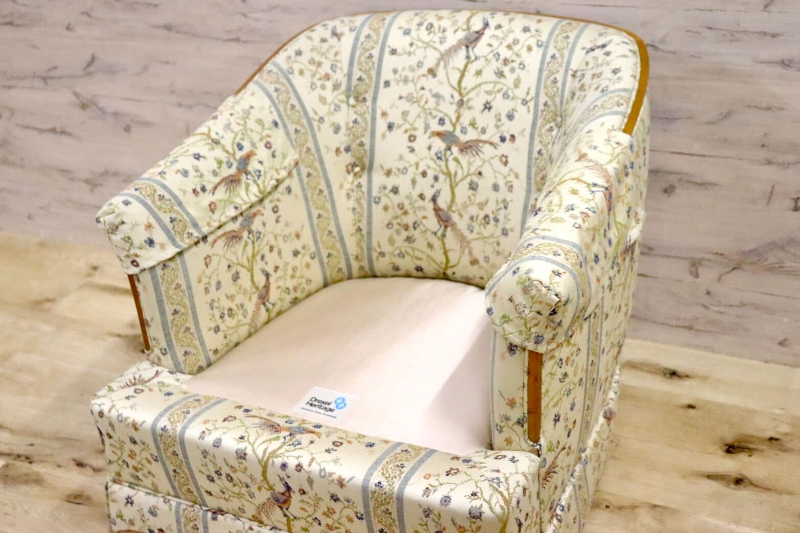 GMHN257D○DREXEL HERITAGE / ドレクセルヘリテイジ 1人掛けソファ シングルソファ アームチェア ファブリック ヴィンテージ 美品