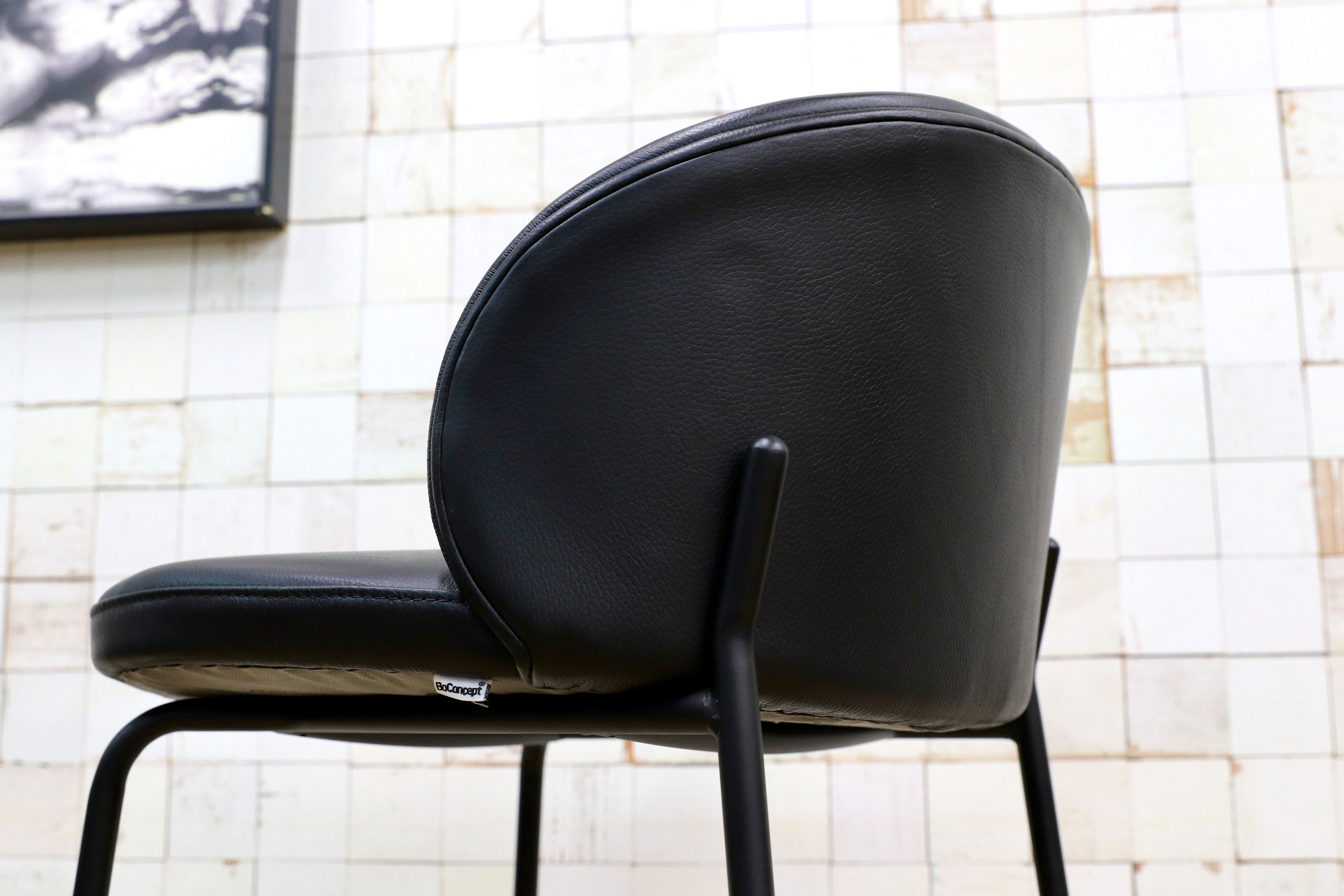 GMIK536○BoConcept / ボーコンセント PRINCETON プリンストン バーチェア ハイチェア カウンターチェア 本革 ブラック 定価約8.5万