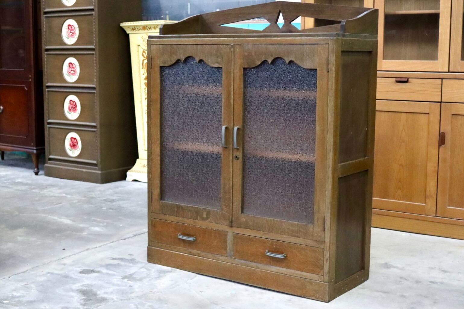 GMIH285B○和製アンティーク ヴィンテージ 昭和レトロ キャビネット リビングボード オーク材 クラシック