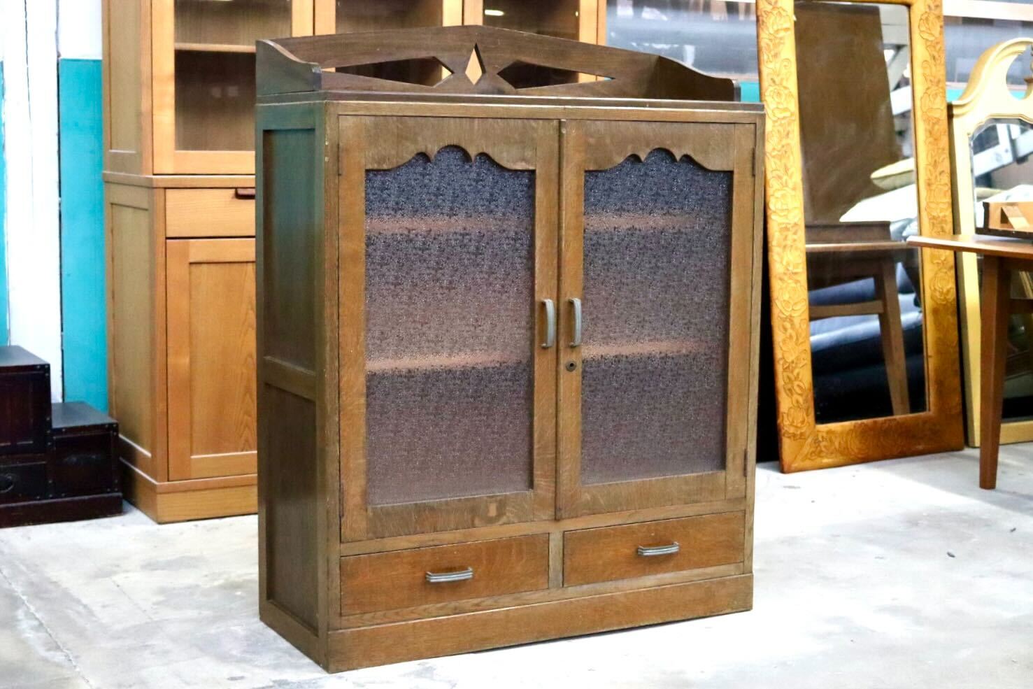 GMIH285B○和製アンティーク ヴィンテージ 昭和レトロ キャビネット リビングボード オーク材 クラシック