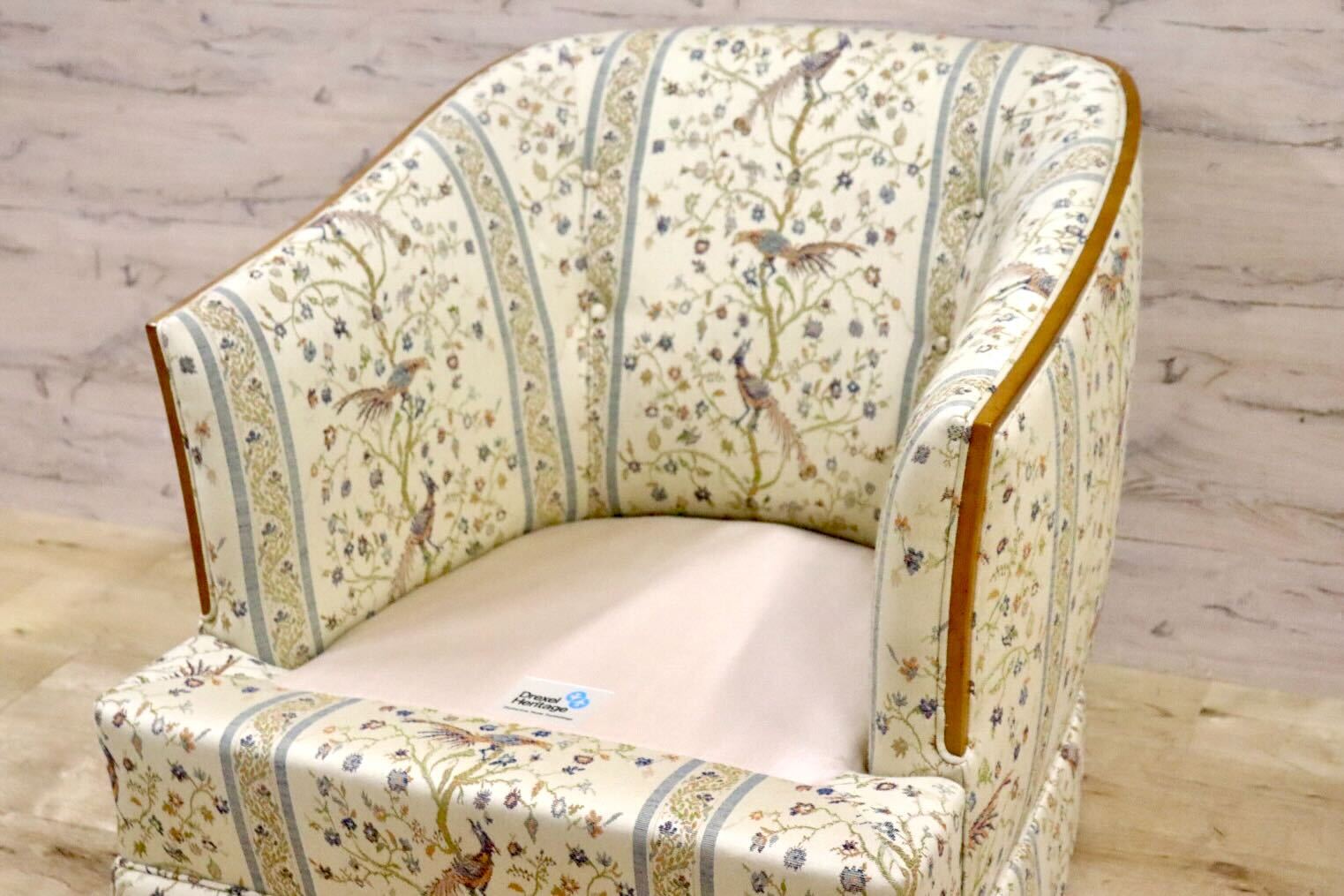 GMHN257E○DREXEL HERITAGE / ドレクセルヘリテイジ 1人掛けソファ シングルソファ アームチェア ファブリック ヴィンテージ 美品