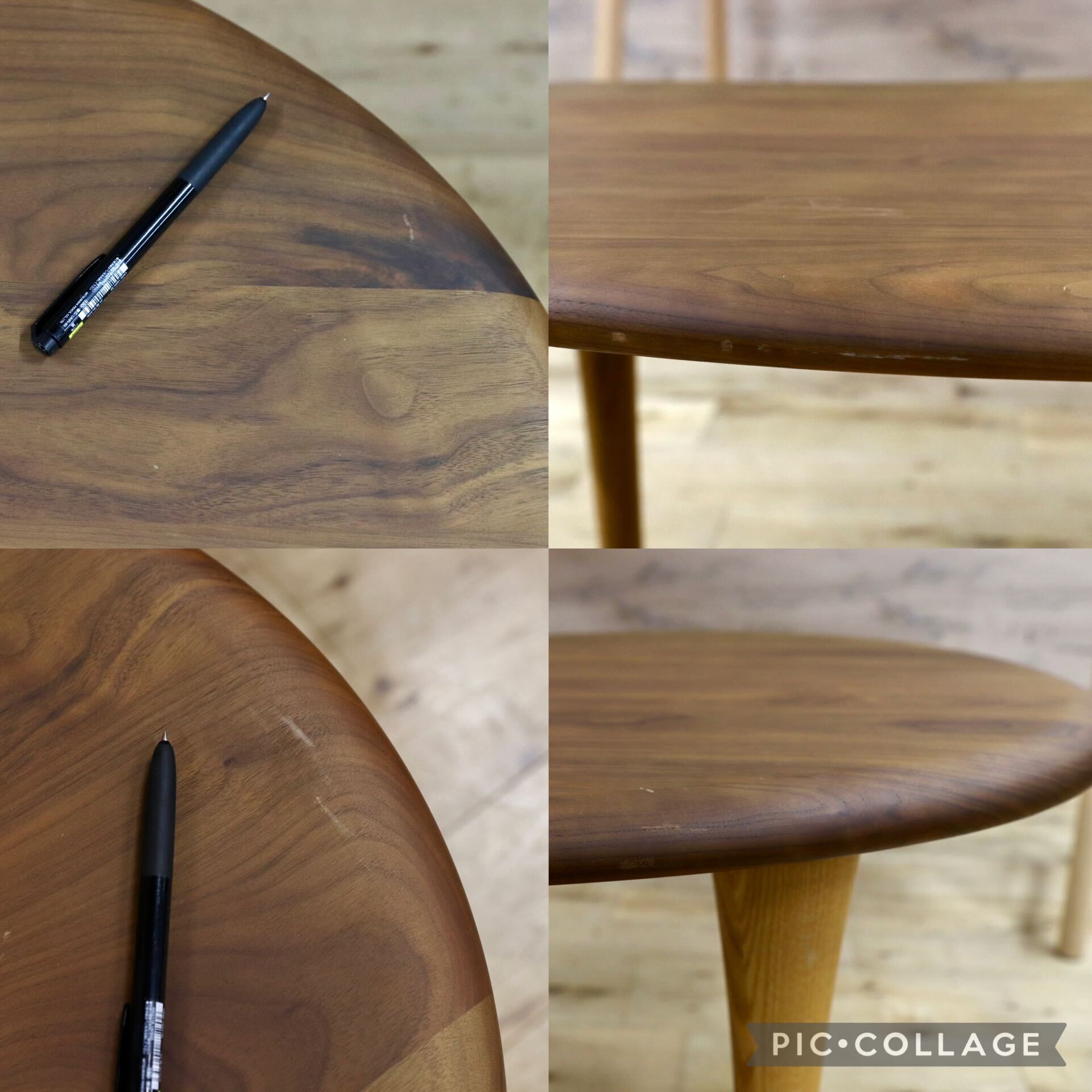 GMIS449B○飛騨産業 / HIDA 侭(じん)Hida sangyo Table ビーンズ型 ウォールナット×オーク 定価28〜35万 モデルルーム展示品