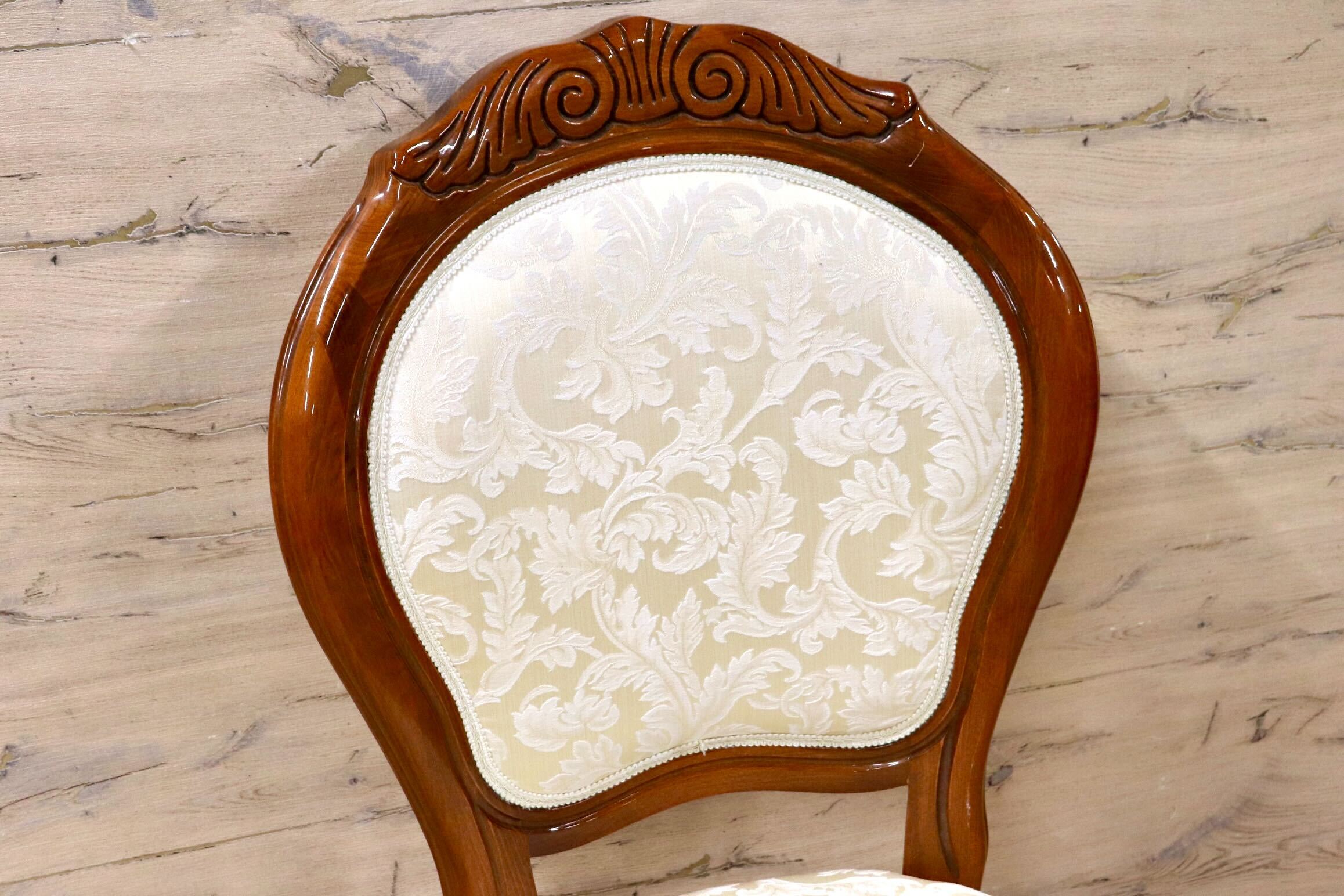 GMIK695○SaltarelliMOBILI / サルタレッリモビリ ダイニングチェア イタリア製 クラシック ロココ調 アンティーク 木製 ファブリック