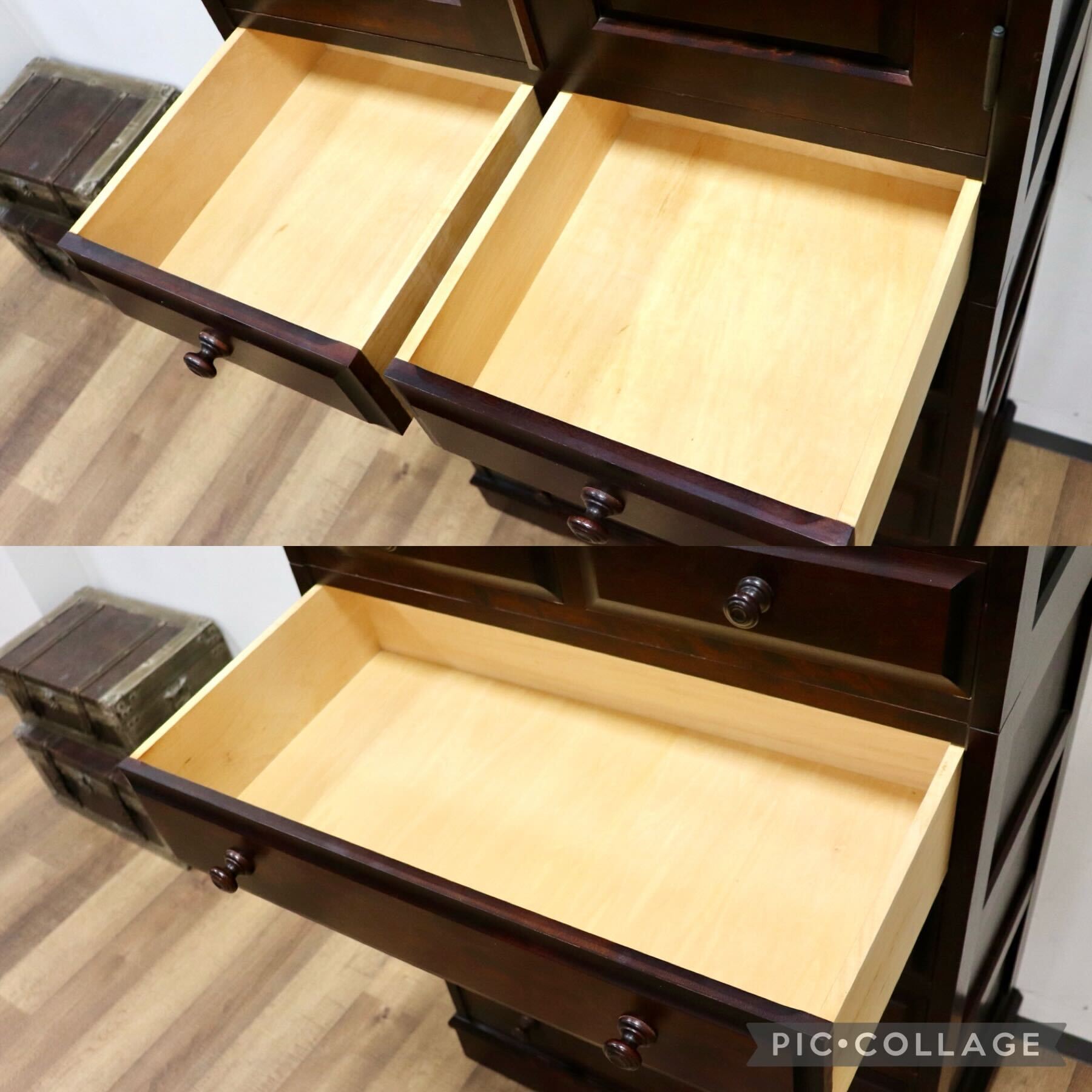GMHS122○北海道民芸家具 7段チェスト 整理箪笥 ハイチェスト 収納家具 樺材 無垢 和家具 和モダン アンティーク レトロ 古民家 和室 座敷
