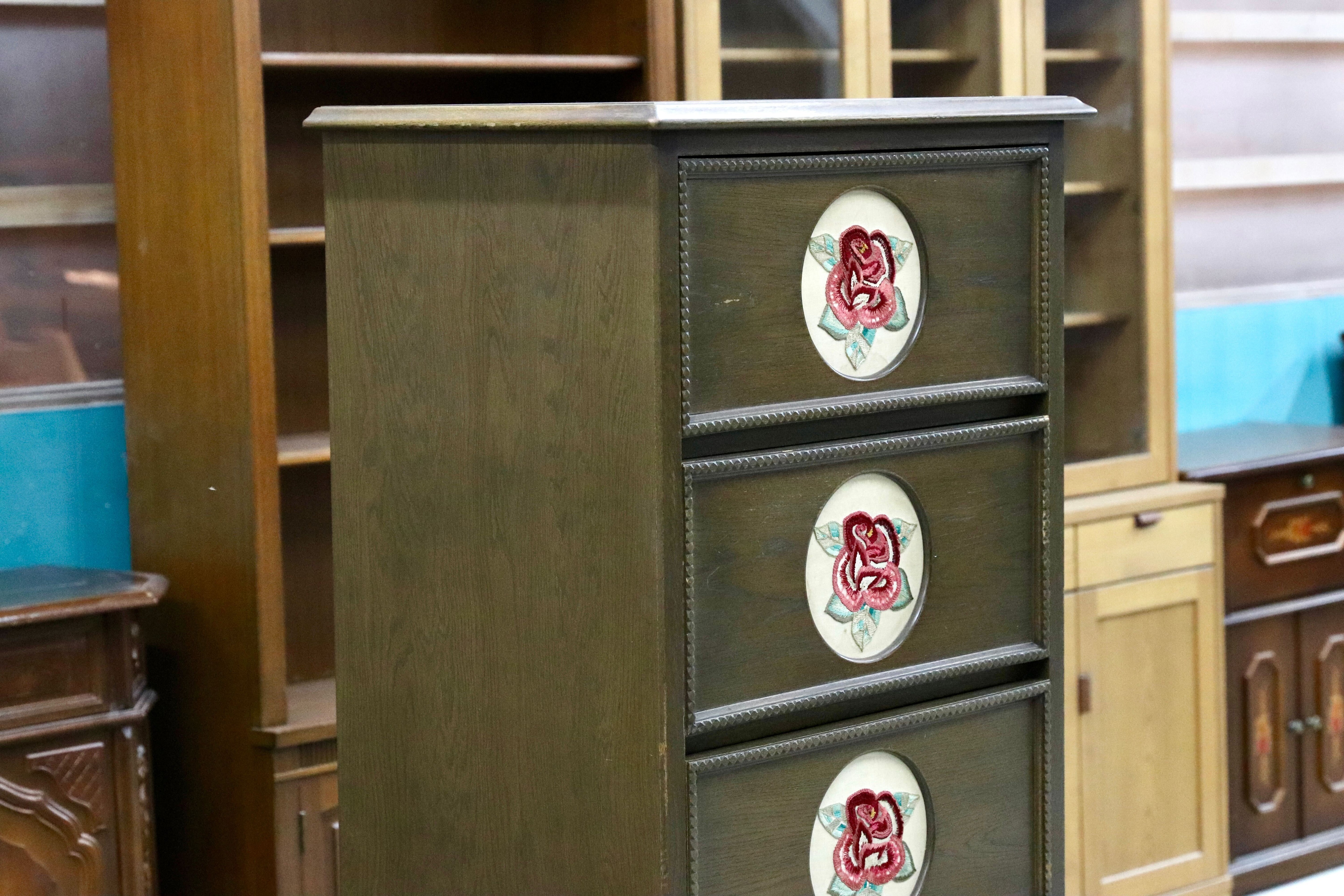 GMIK45○神戸家具 洋家具 トールチェスト リビング収納 整理箪笥 楢材 クラシック オールド ヴィンテージ カントリー 検)永田良介