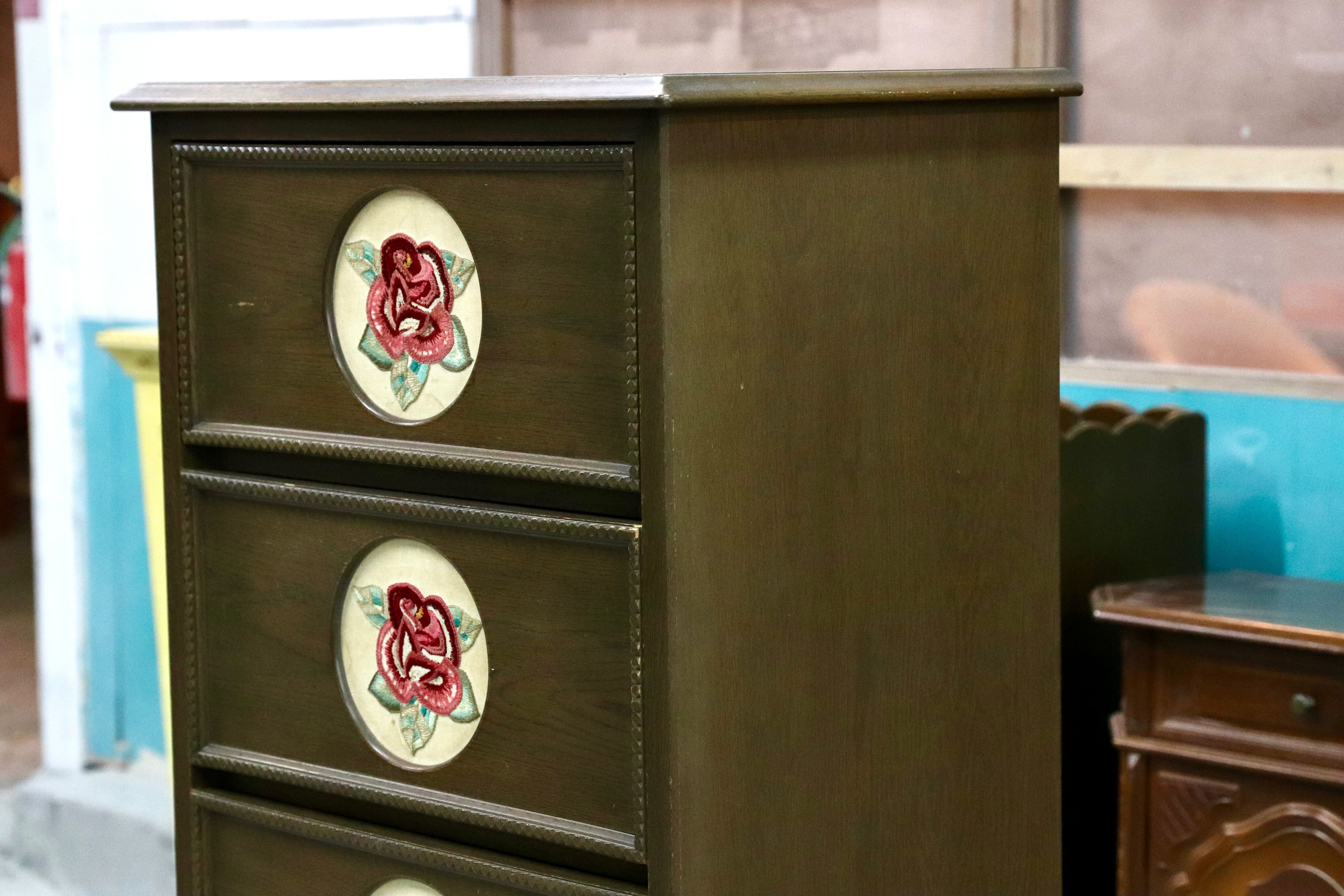 GMIK45○神戸家具 洋家具 トールチェスト リビング収納 整理箪笥 楢材 クラシック オールド ヴィンテージ カントリー 検)永田良介