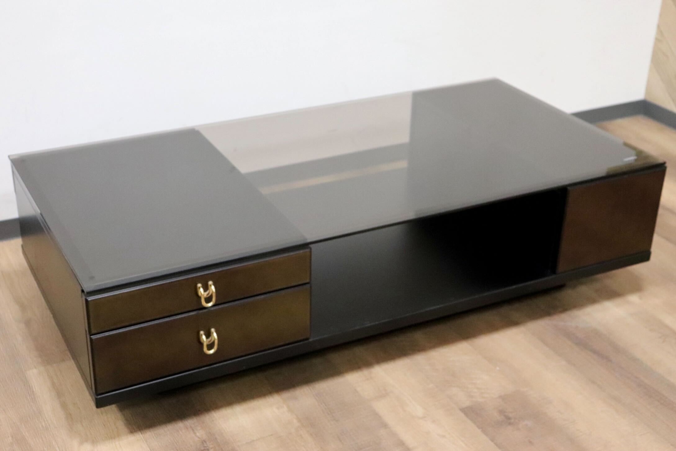 GMGN482C○karimoku / カリモク ガラステーブル センターテーブル リビングテーブル ローテーブル 収納棚 応接 モダン 国産家具