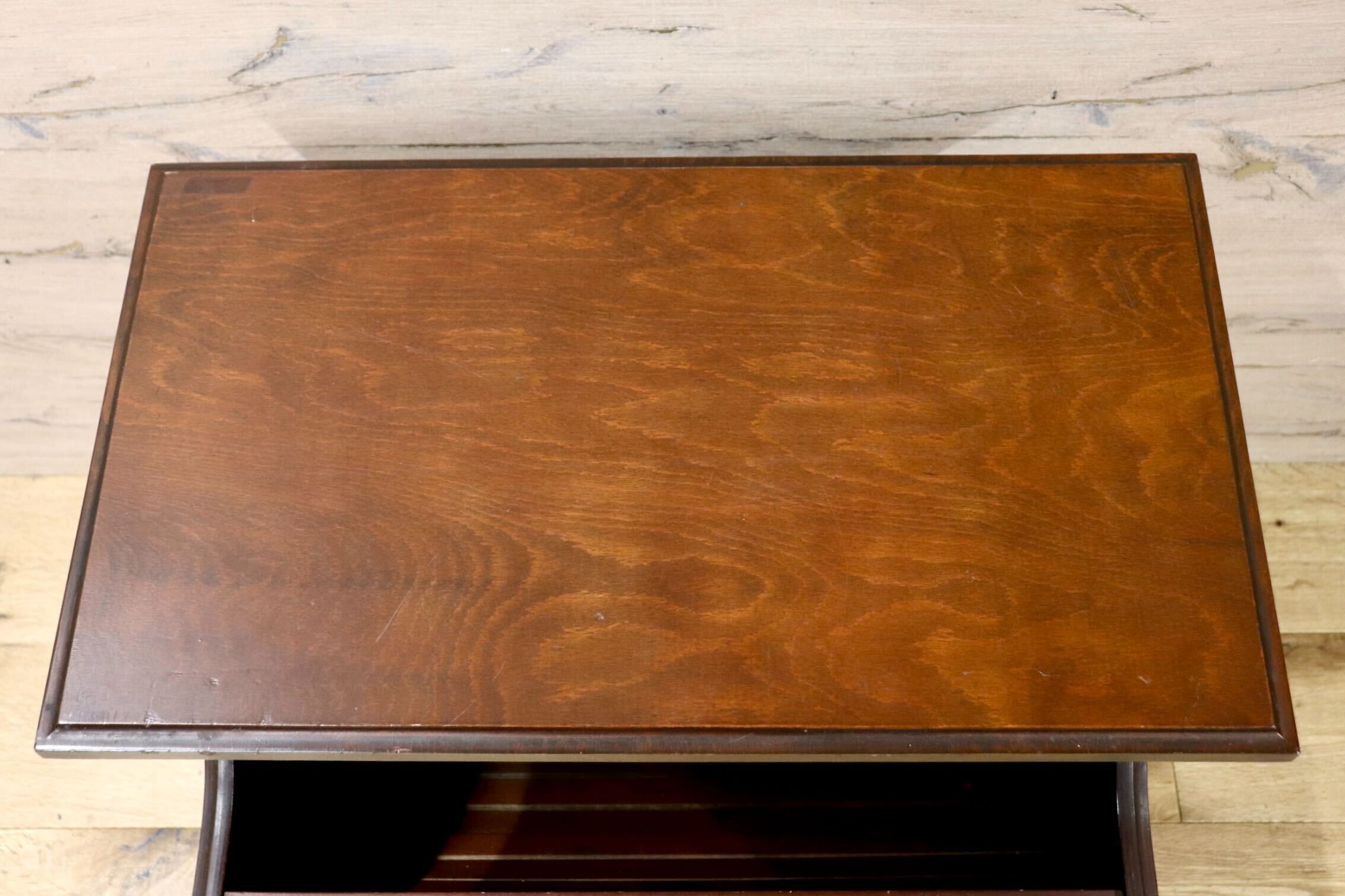 GMIK836○karimoku / カリモク オールドカリモク 樽型サイドテーブル マガジンラック 飾り棚 国産家具 ヴィンテージ 昭和レトロ