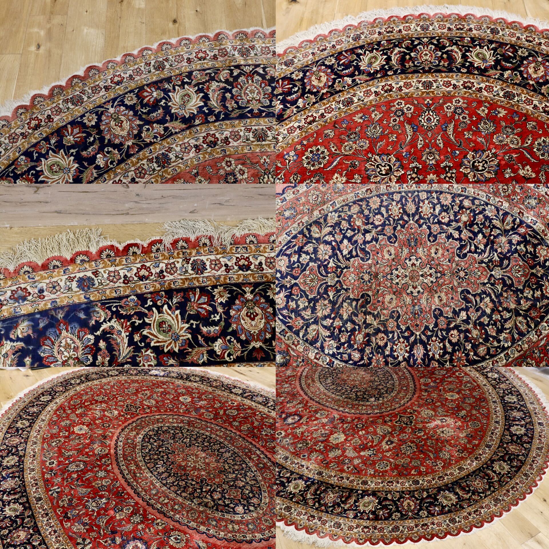 GMIK185○最高級 ペルシャ絨毯 シルク 手織り カーペット ラグ オーバル型 大型 別荘 ヴィンテージ 楕円形 4000×3000mm 約500万