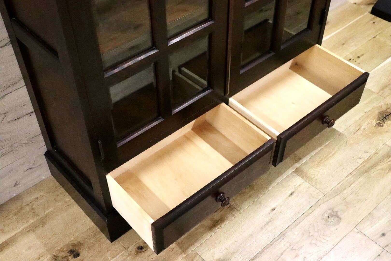 GMGH309○北海道民芸家具 書棚 本棚 キャビネット 飾り棚 樺材 無垢 国産家具 美品 レトロ 古民家 書斎 和室 座敷 和モダン 美品