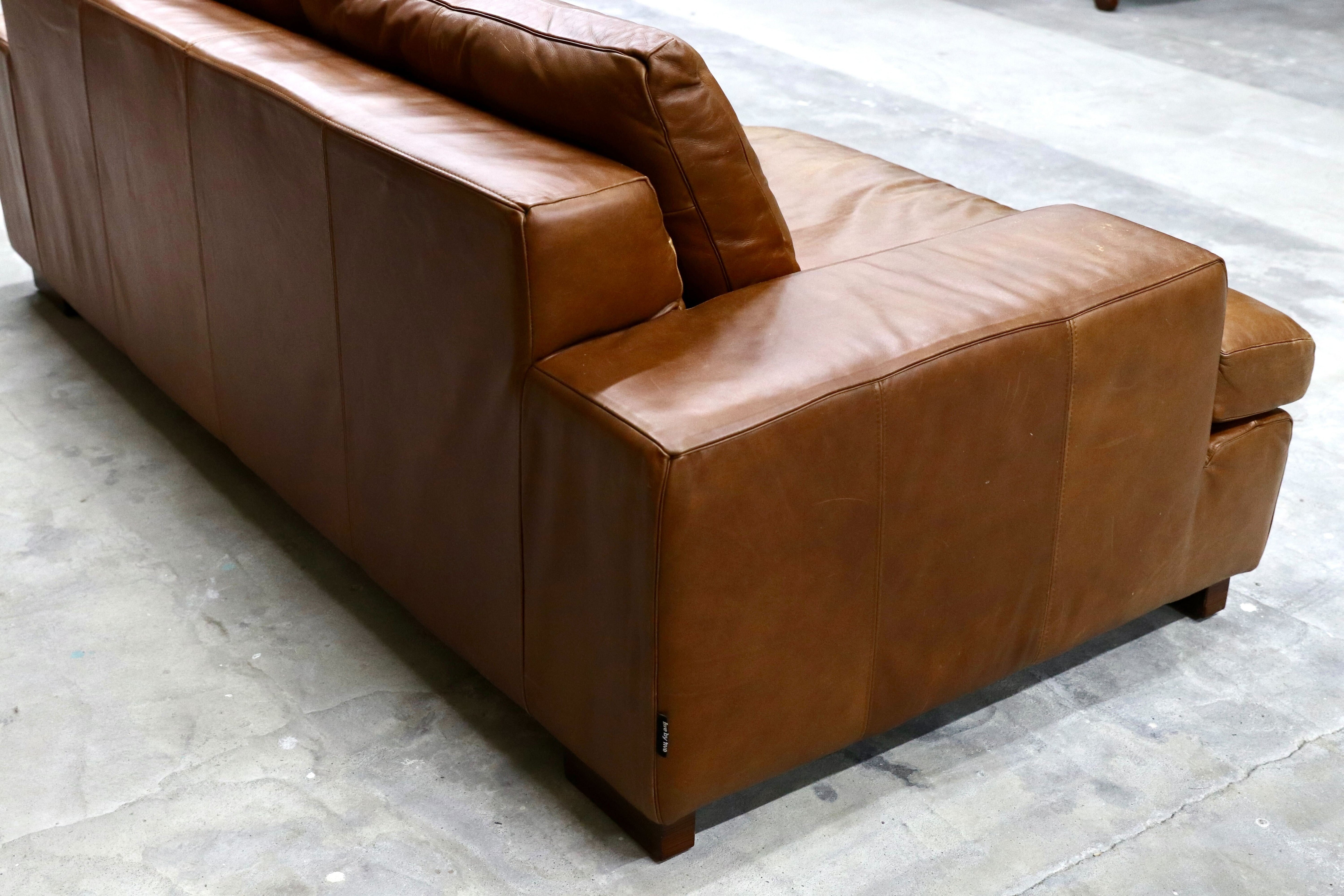 GMIK52○five by five / ファイブバイファイブ ACTUS アクタス グラハム 2.5人掛けソファ ラブソファ 総本革 ブラウン ヴィンテージ レザー