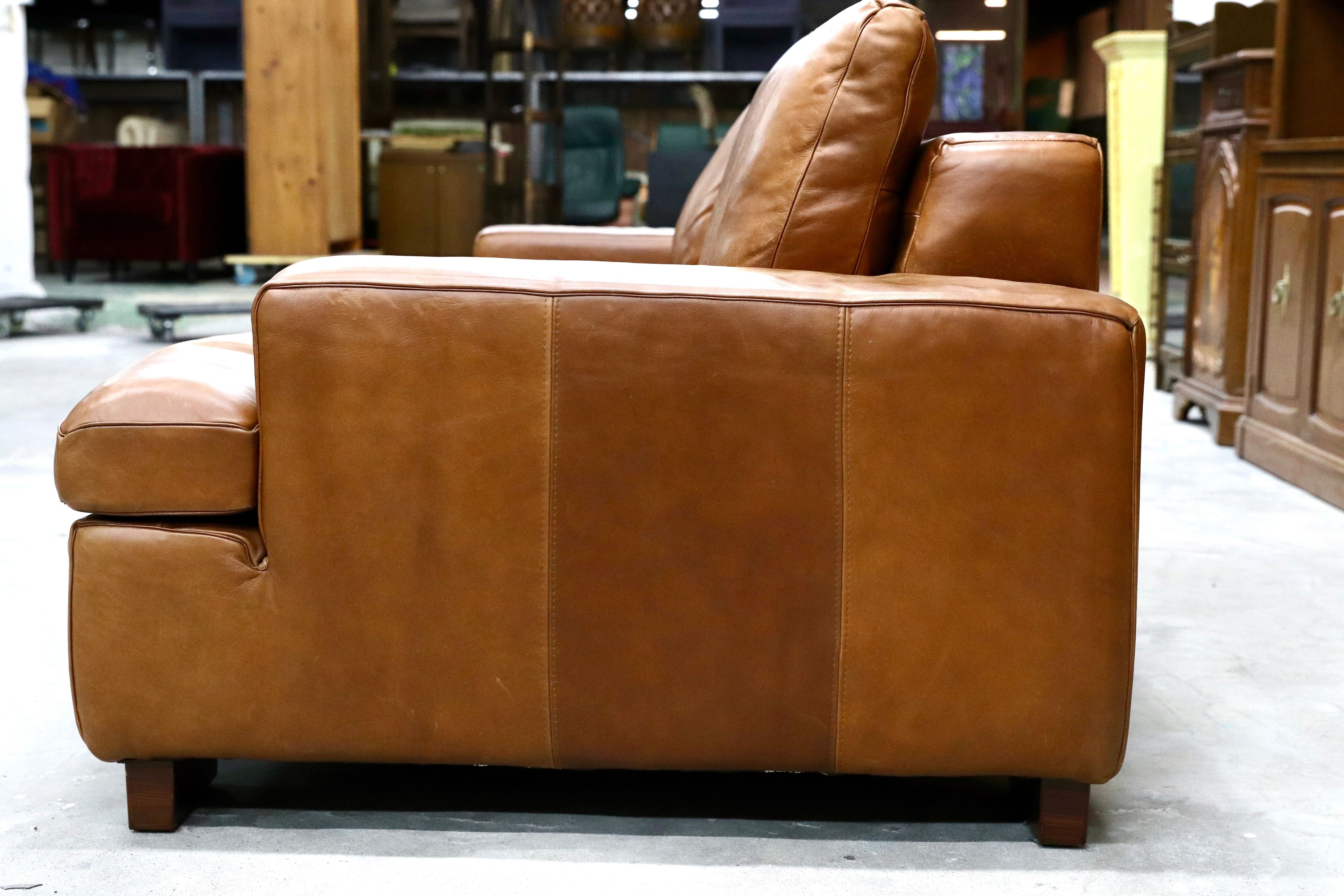 GMIK52○five by five / ファイブバイファイブ ACTUS アクタス グラハム 2.5人掛けソファ ラブソファ 総本革 ブラウン ヴィンテージ レザー