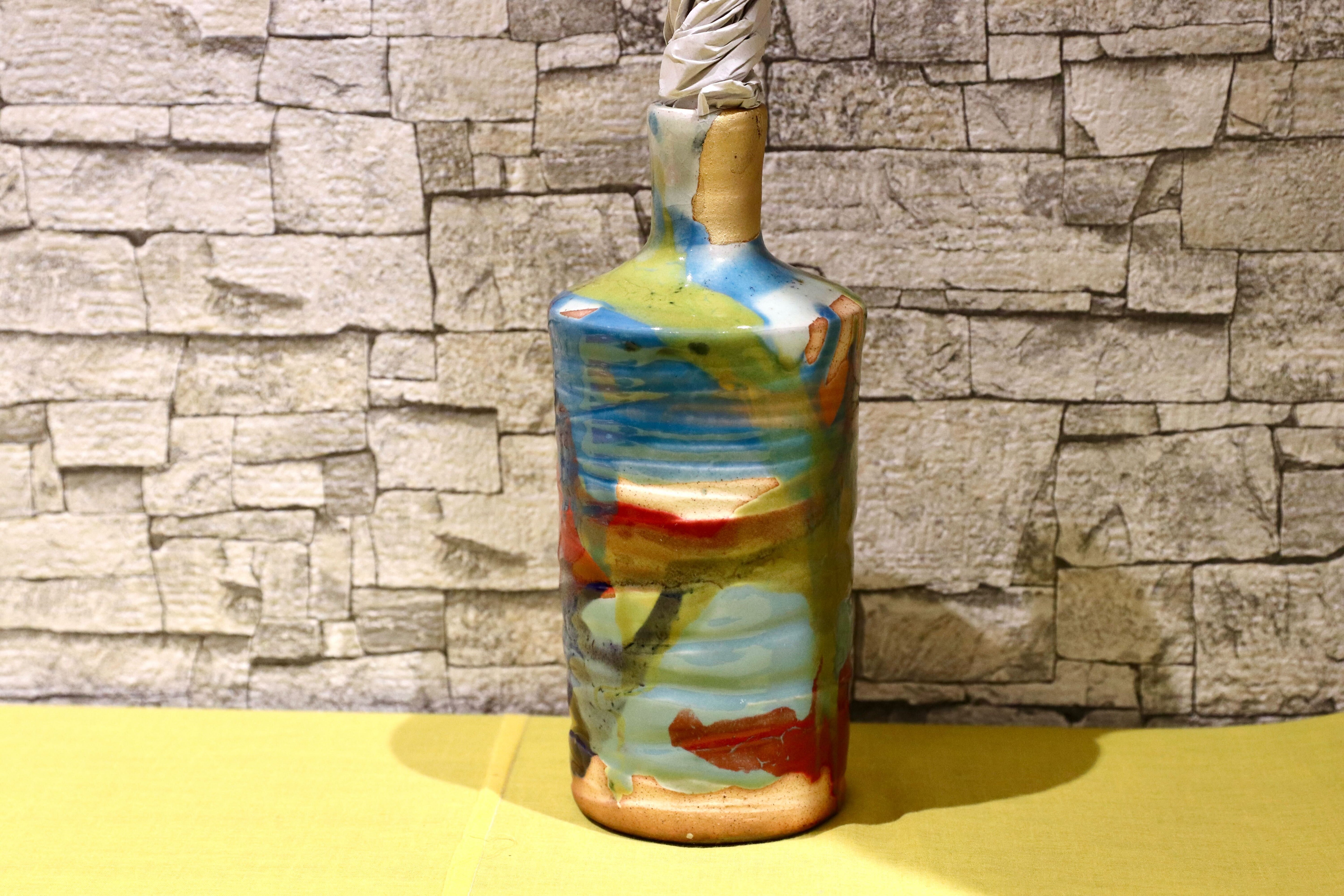 GMIO201B○丹文窯 / Tanbungama ウォーターボトル 丹波立杭焼 一点物 ミャクミャク模様 花瓶 フラワーベース