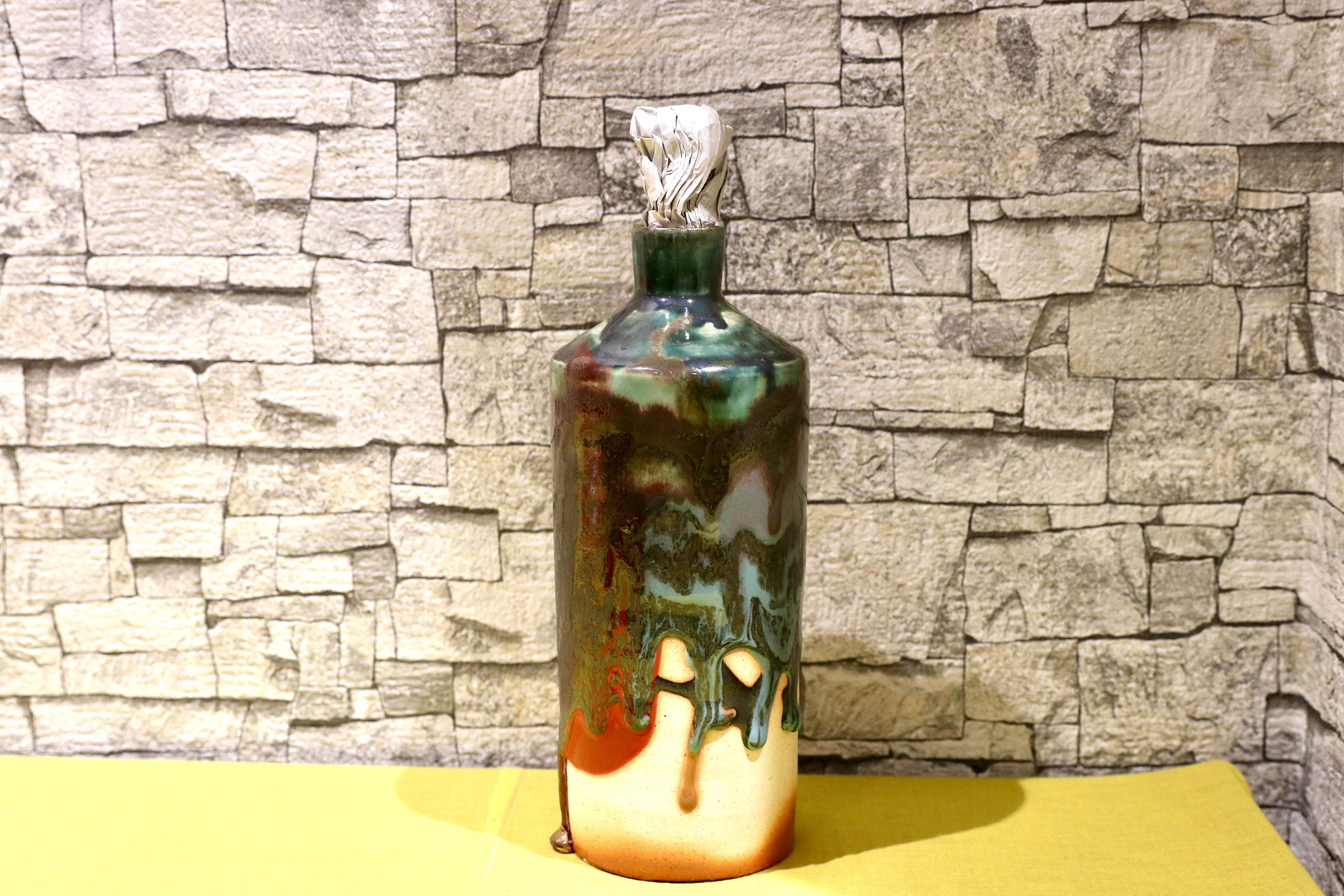 GMIO201C○丹文窯 / Tanbungama ウォーターボトル 丹波立杭焼 一点物 ミャクミャク模様 花瓶 フラワーベース