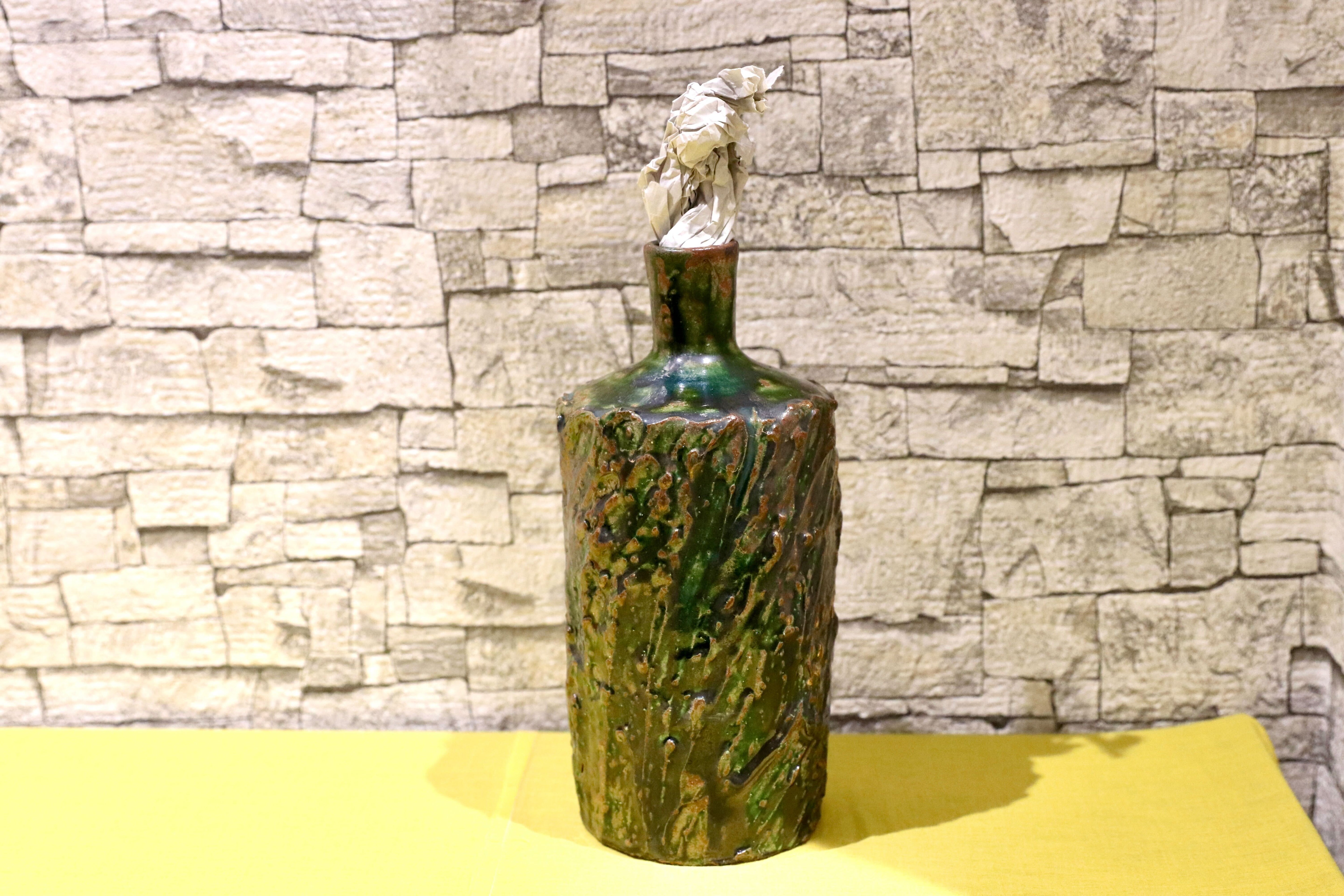 GMIO201D○丹文窯 / Tanbungama ウォーターボトル 丹波立杭焼 一点物 ミャクミャク模様 花瓶 フラワーベース