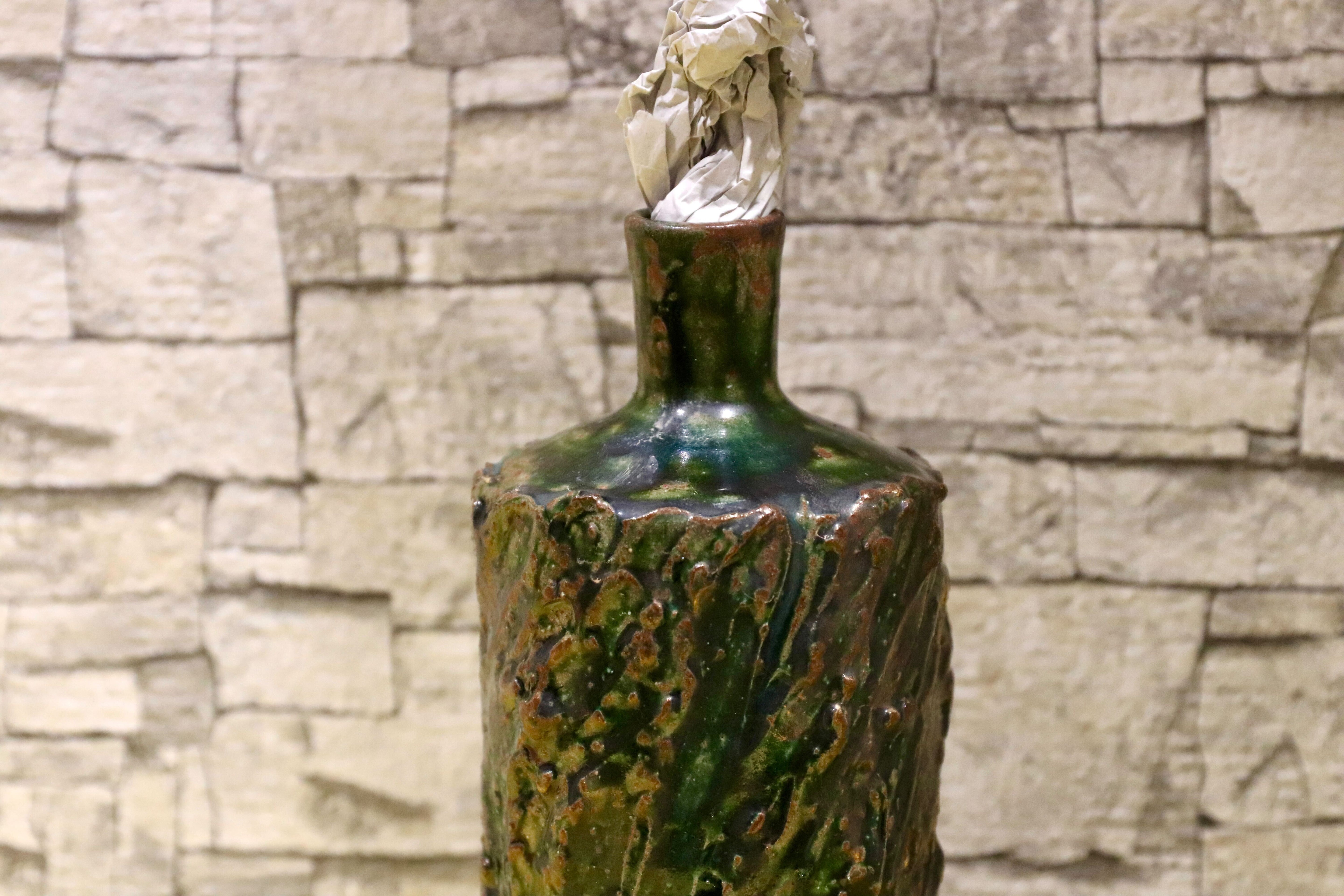 GMIO201D○丹文窯 / Tanbungama ウォーターボトル 丹波立杭焼 一点物 ミャクミャク模様 花瓶 フラワーベース