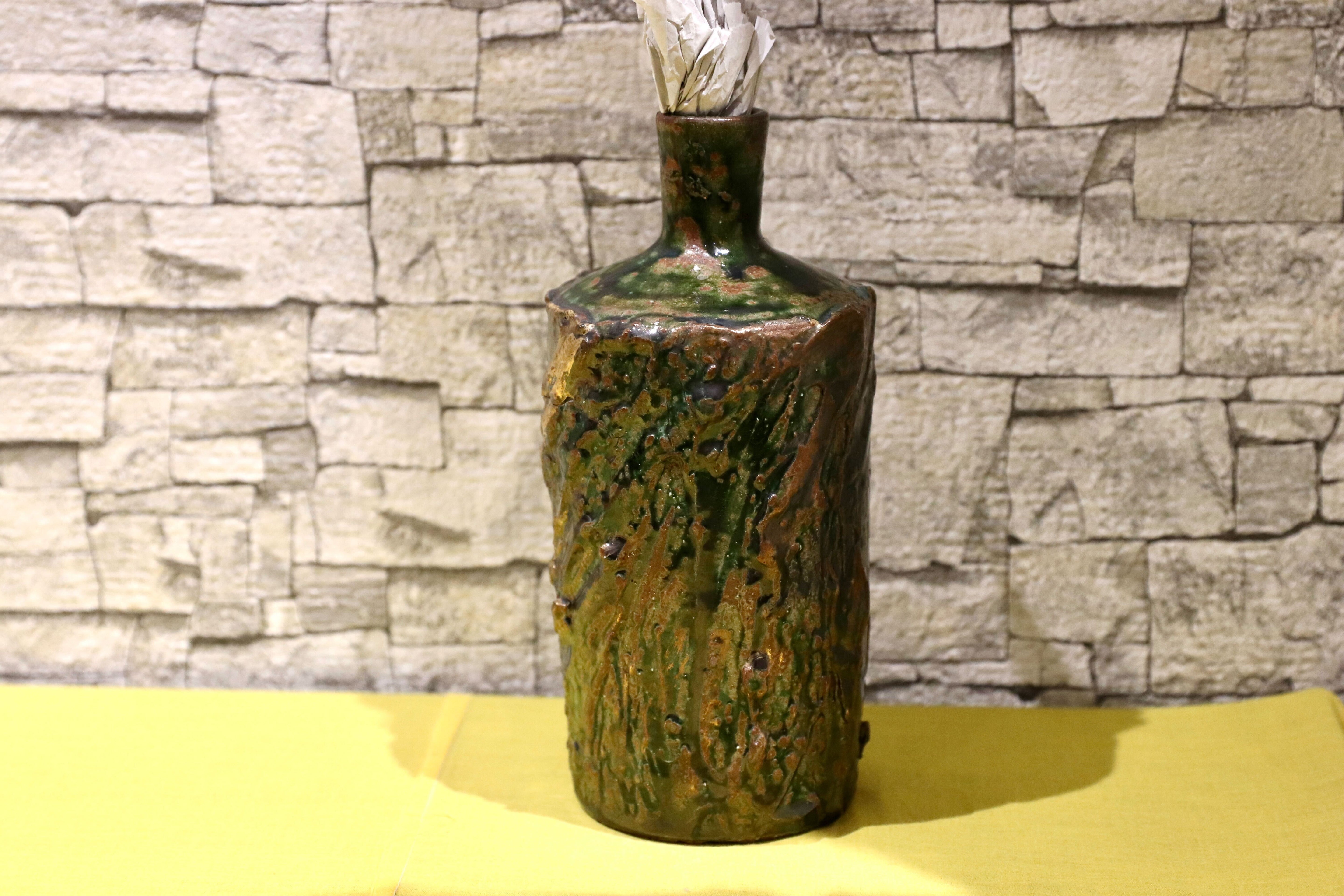 GMIO201D○丹文窯 / Tanbungama ウォーターボトル 丹波立杭焼 一点物 ミャクミャク模様 花瓶 フラワーベース