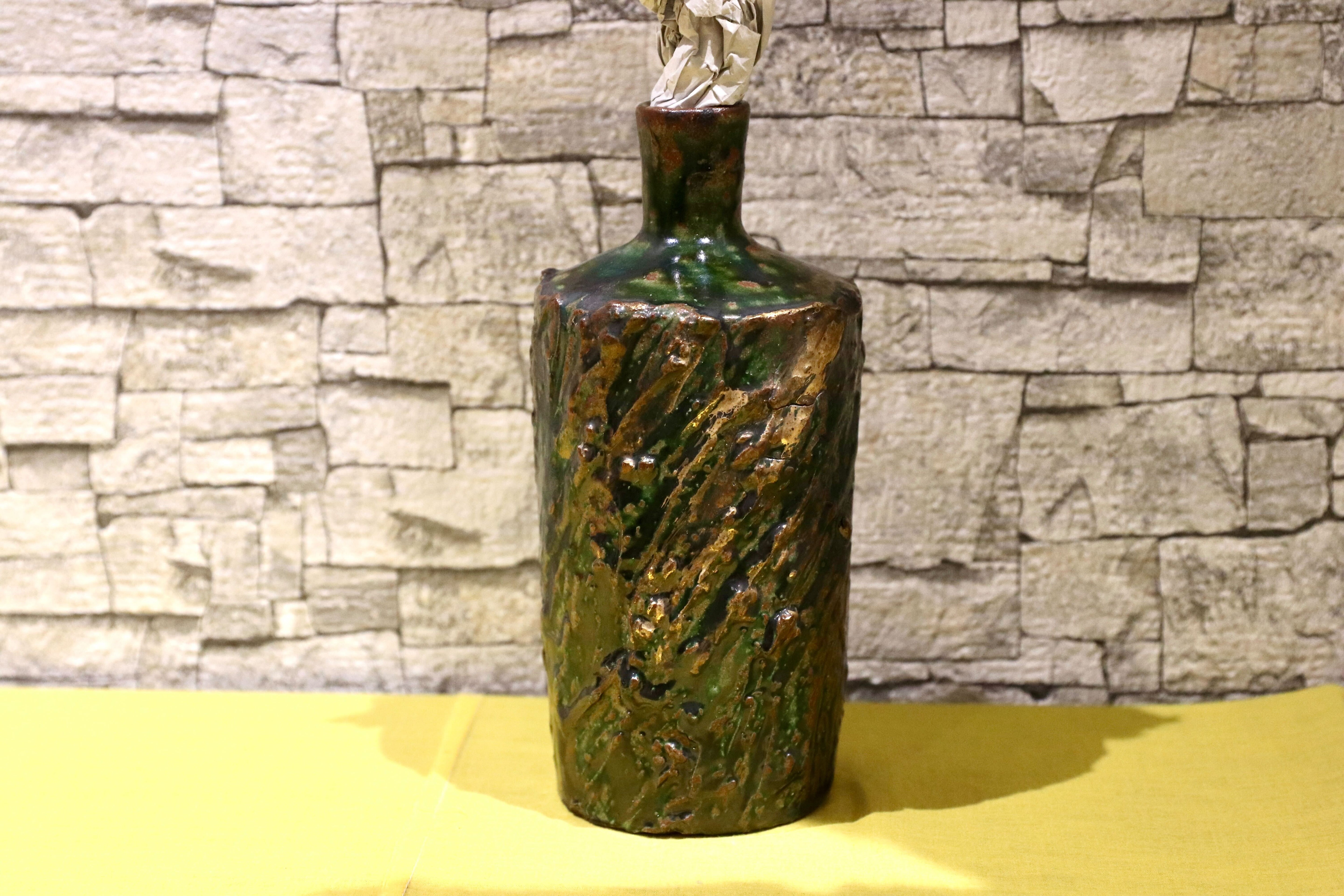 GMIO201D○丹文窯 / Tanbungama ウォーターボトル 丹波立杭焼 一点物 ミャクミャク模様 花瓶 フラワーベース