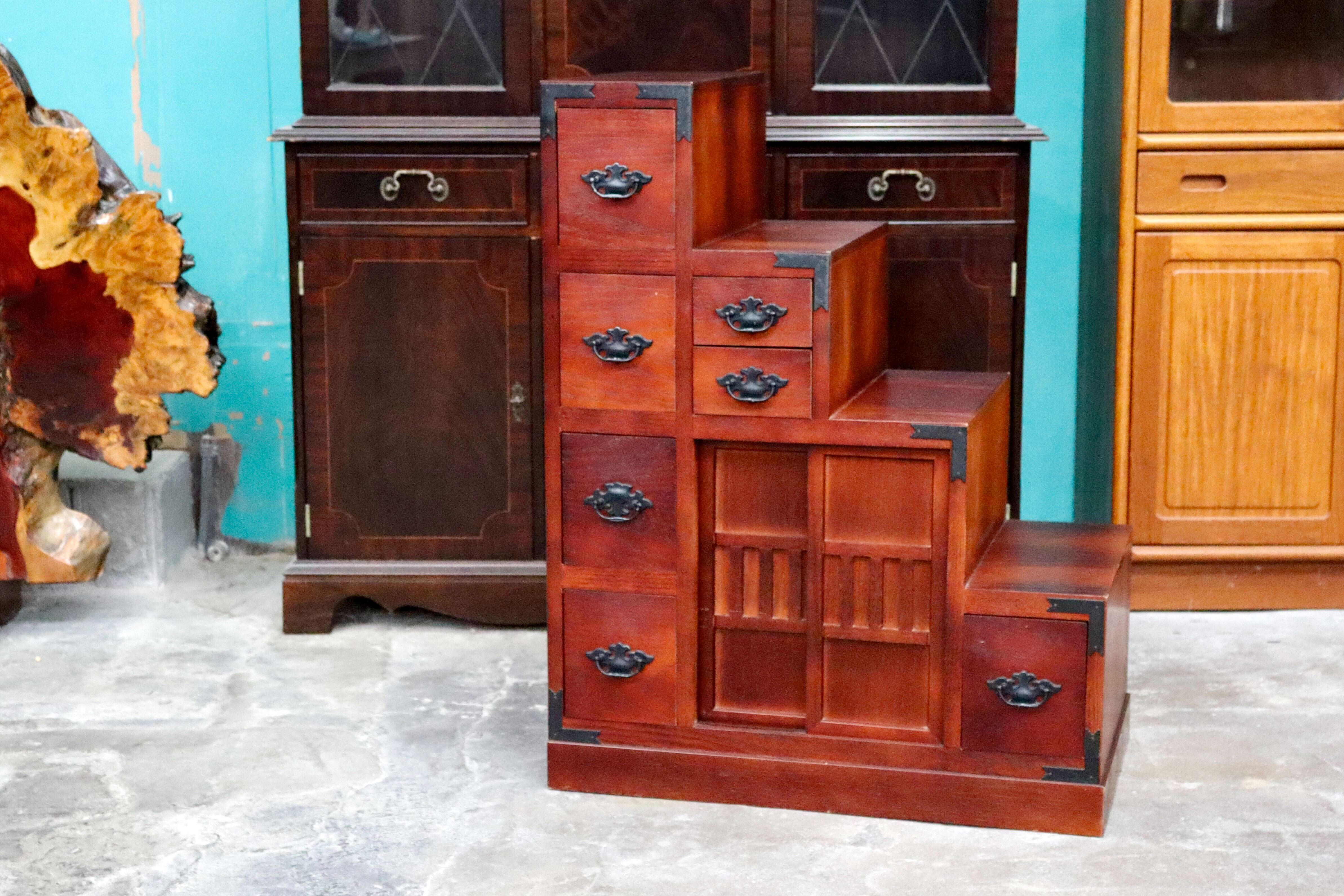 GMIH238○階段箪笥 片面 時代箪笥 和家具 和モダン 和室 座敷 古民家 チェスト 整理箪笥 引き出し収納 レトロ