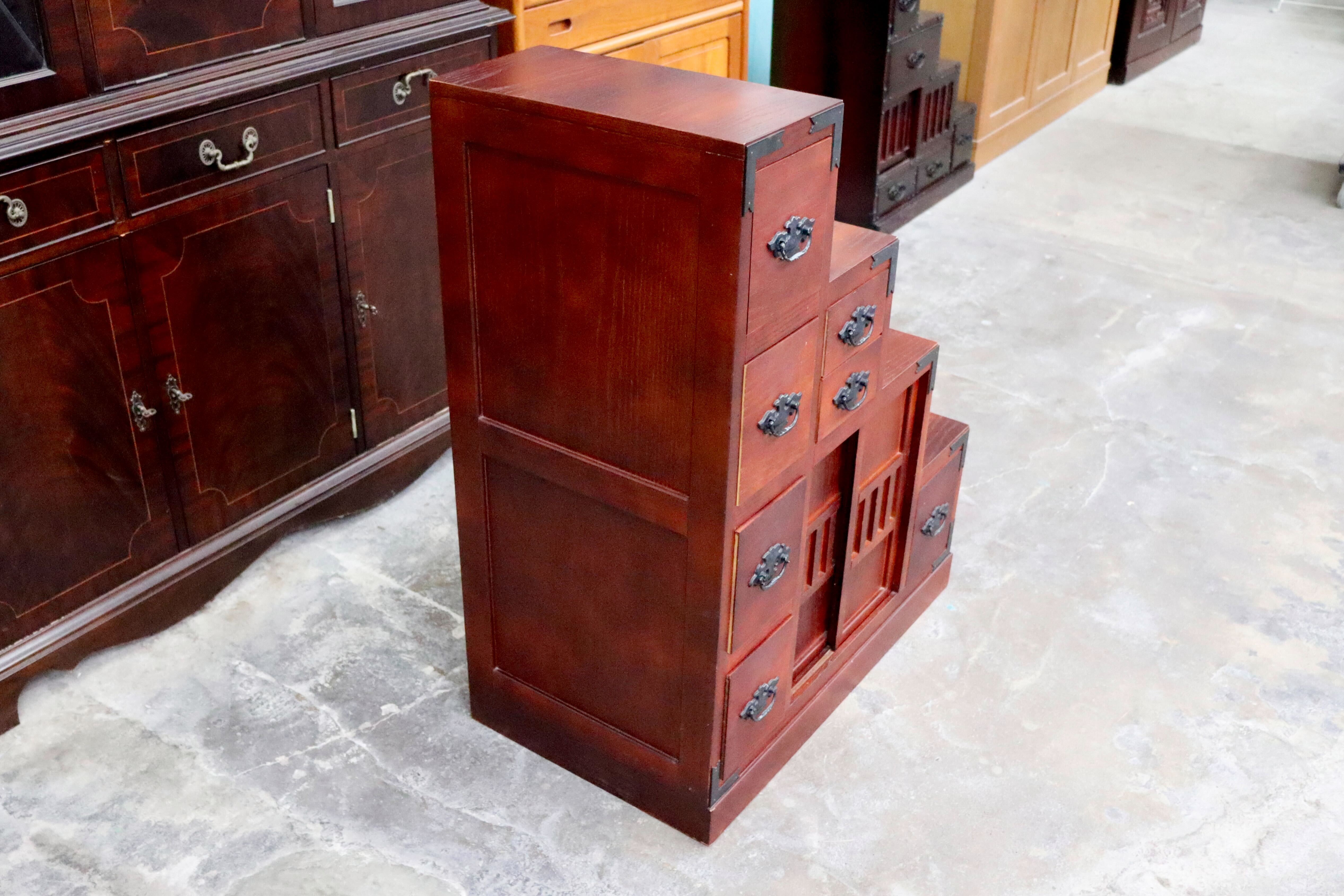 GMIH238○階段箪笥 片面 時代箪笥 和家具 和モダン 和室 座敷 古民家 チェスト 整理箪笥 引き出し収納 レトロ