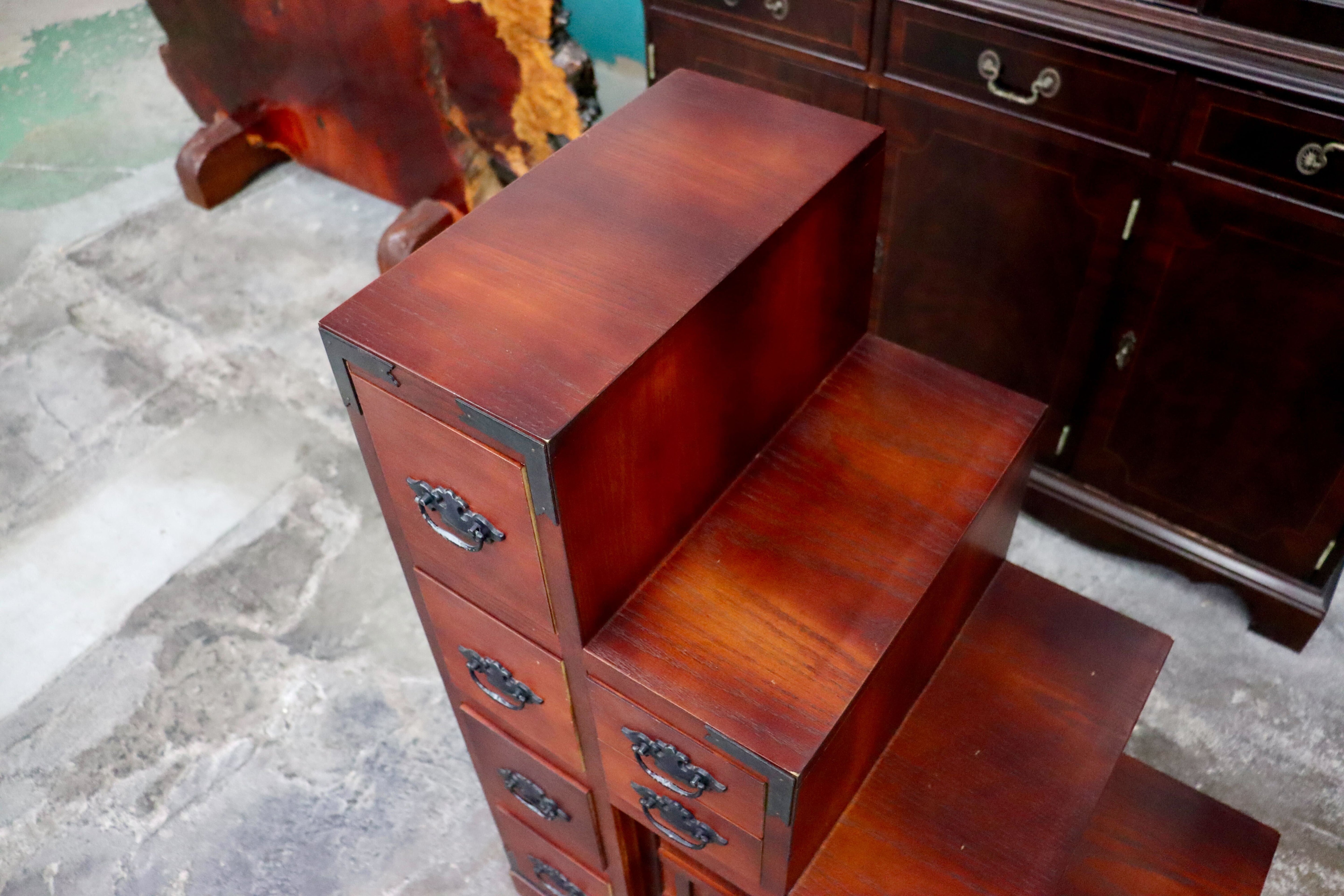 GMIH238○階段箪笥 片面 時代箪笥 和家具 和モダン 和室 座敷 古民家 チェスト 整理箪笥 引き出し収納 レトロ