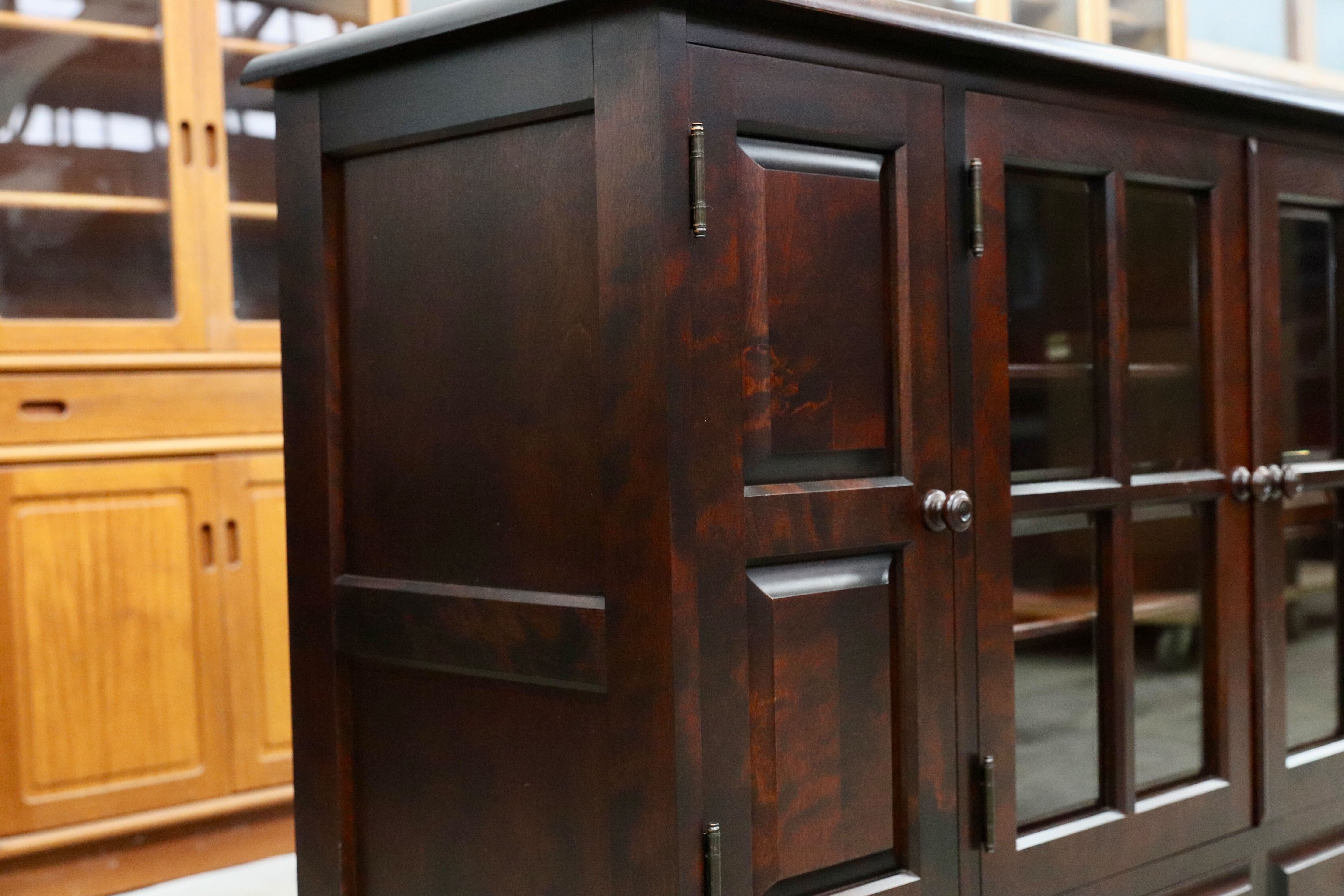 GMIS285○北海道民芸家具 樺材 サイドボード リビングボード 収納家具 飛騨産業 和家具 和モダン レトロ