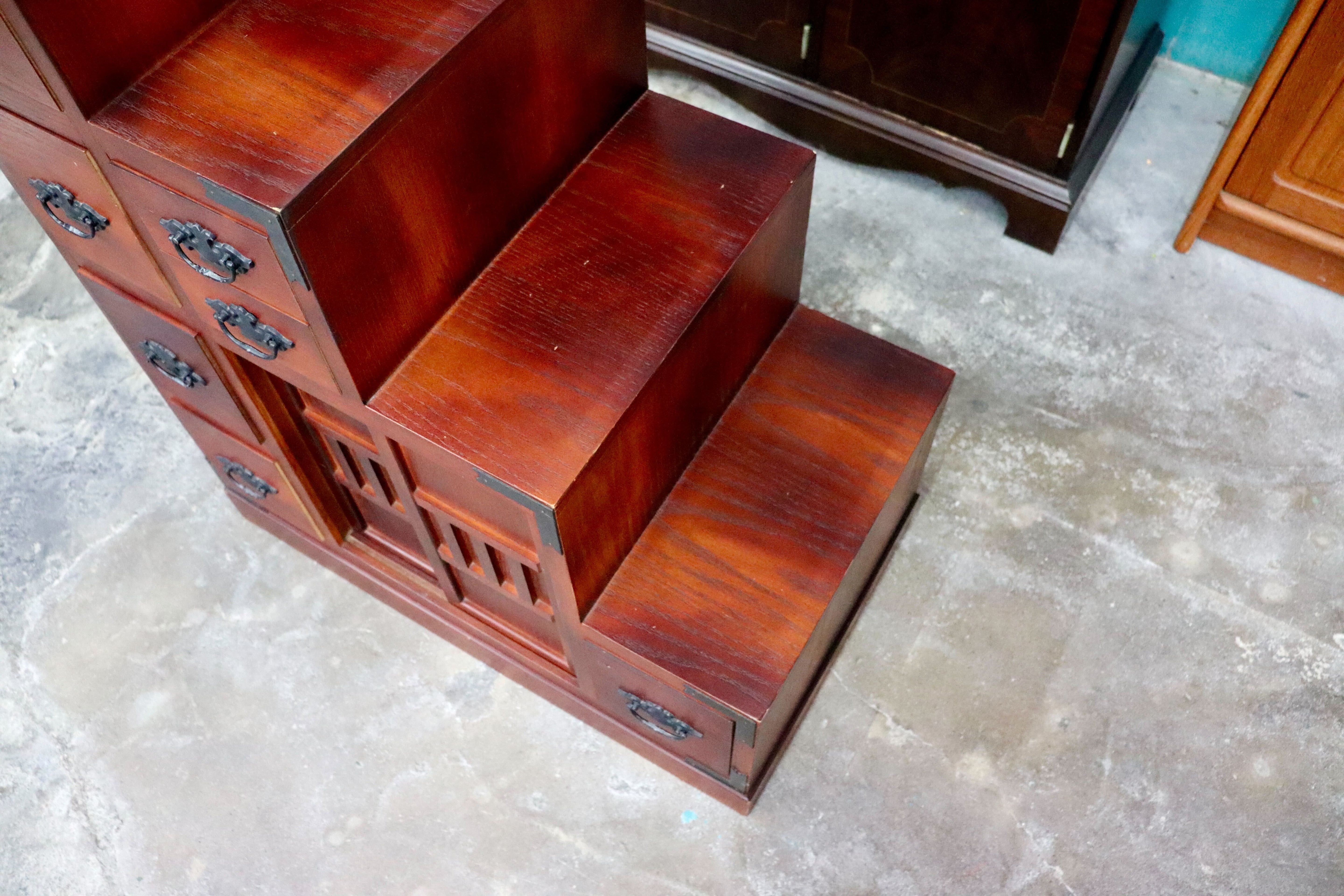 GMIH238○階段箪笥 片面 時代箪笥 和家具 和モダン 和室 座敷 古民家 チェスト 整理箪笥 引き出し収納 レトロ