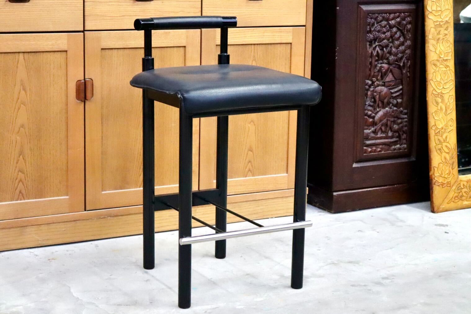 GMIS434C○モリシゲ / MORISHIGE カウンターチェア ハイチェア ハイスツール アームレスチェア 椅子 本革 天然木 漆 ブラック 国産家具