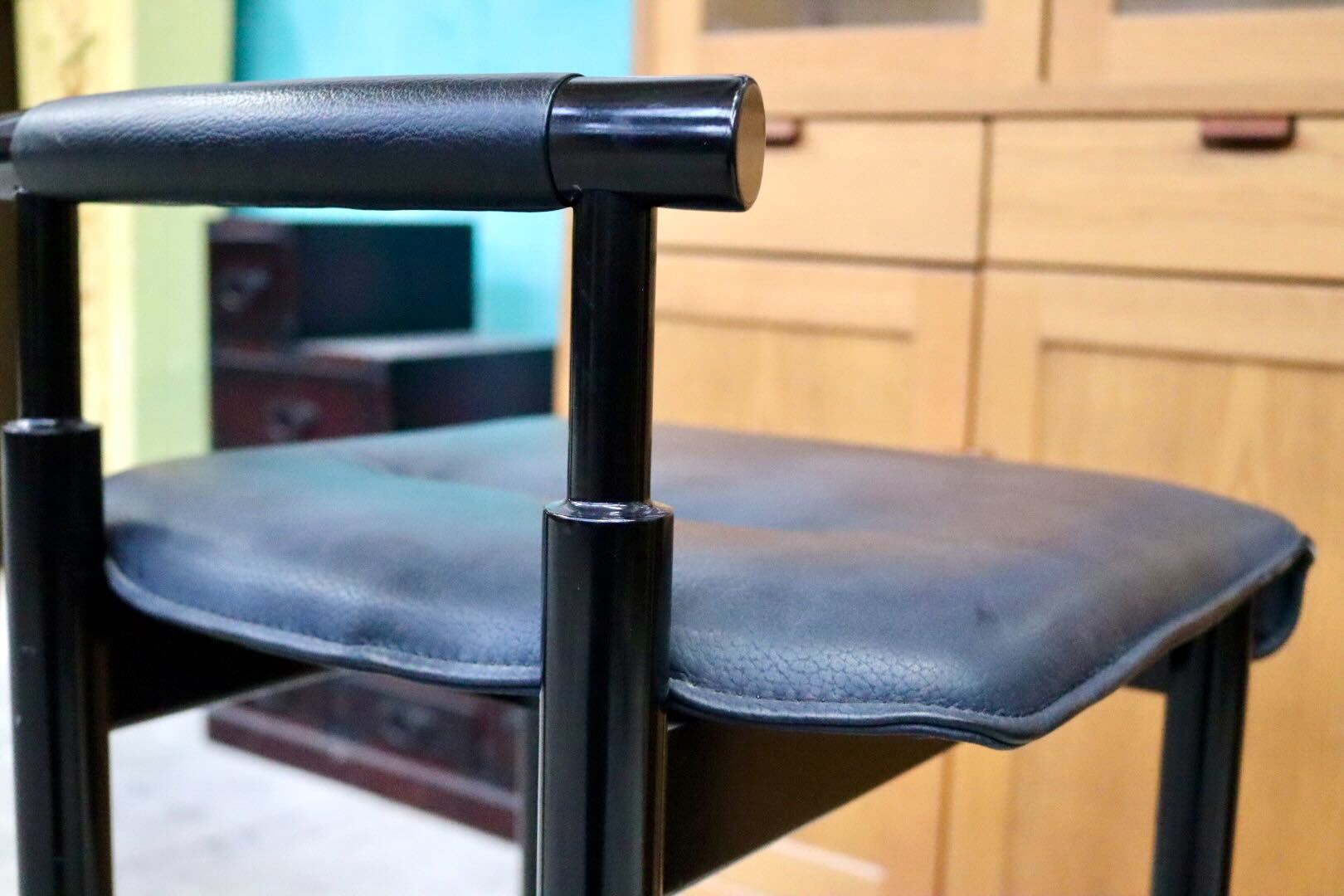 GMIS434C○モリシゲ / MORISHIGE カウンターチェア ハイチェア ハイスツール アームレスチェア 椅子 本革 天然木 漆 ブラック 国産家具