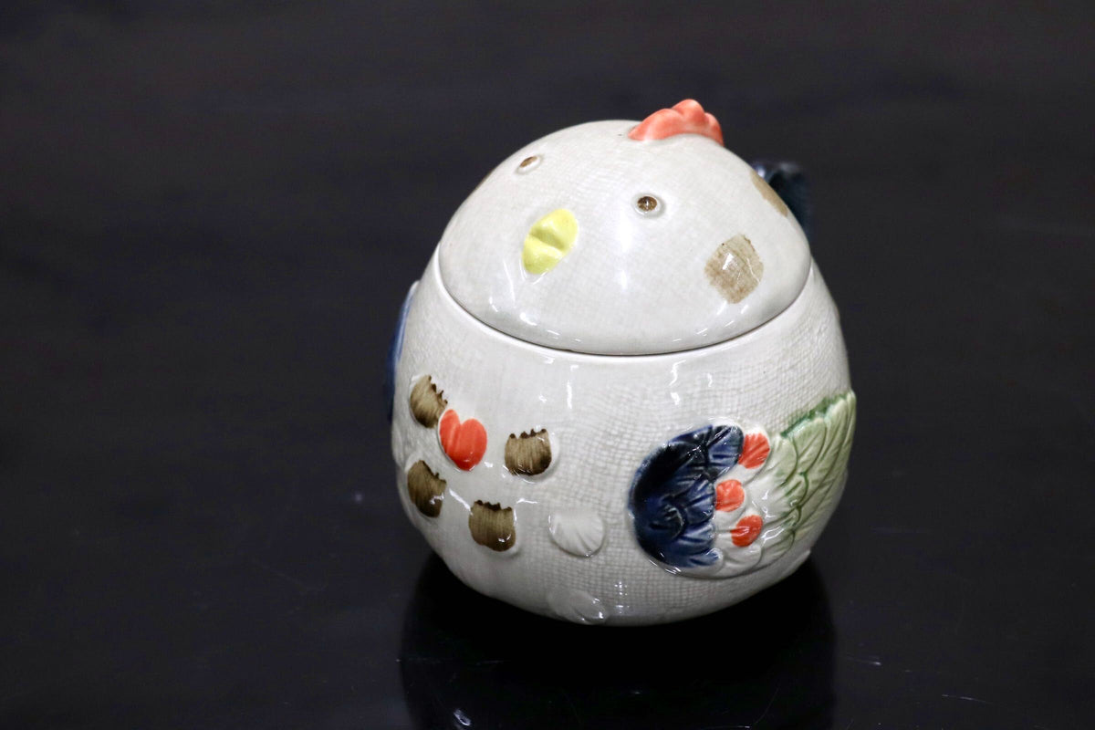 GMJH332AC◯丸本陶器 夢ロマン オールマイティーカップ 蓋付き茶碗蒸し器 スープカップ キャニスター シュガーポット ニワトリ 陶器 レトロ