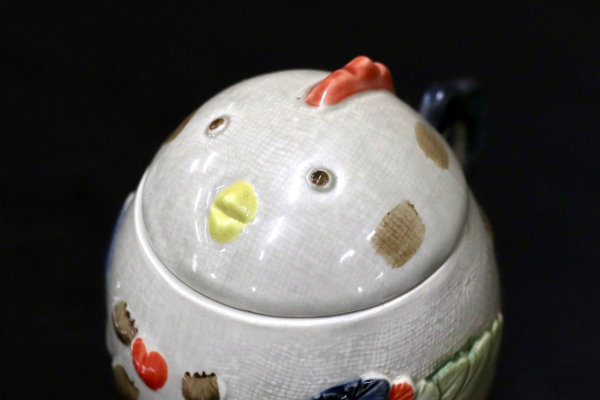 GMJH332AC◯丸本陶器 夢ロマン オールマイティーカップ 蓋付き茶碗蒸し器 スープカップ キャニスター シュガーポット ニワトリ 陶器 レトロ