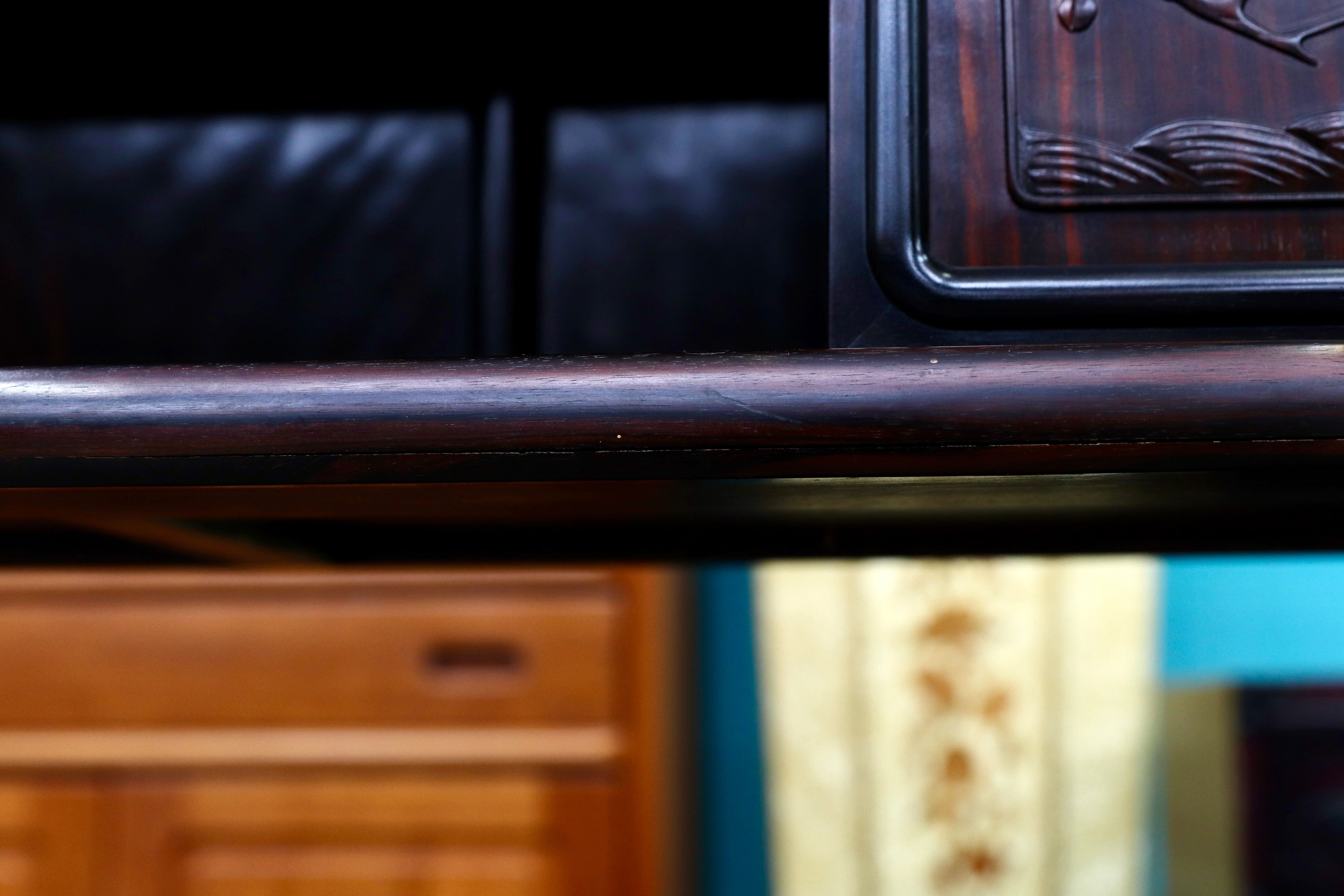 GMIS270○黒檀 茶棚 飾り棚 サイドボード リビングボード キャビネット 和家具 和室 和モダン 唐木家具 レトロ 最高級 アンティーク