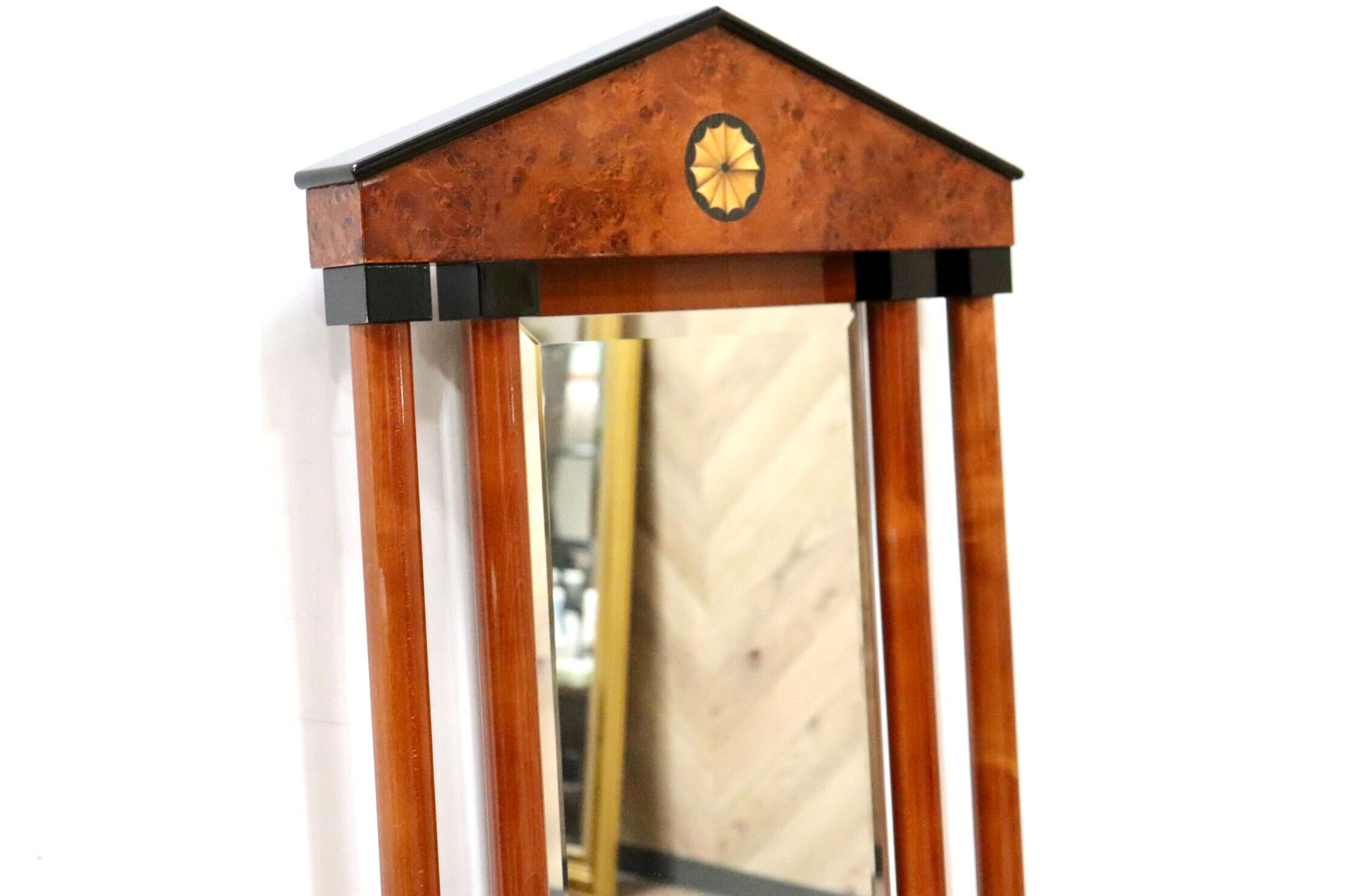 GMGN163A○イタリア製 最高級 鏡 ウォールミラー 姿見 壁掛け式 バーズアイメープル 象嵌細工 クラシック エレガント アンティーク 展示品