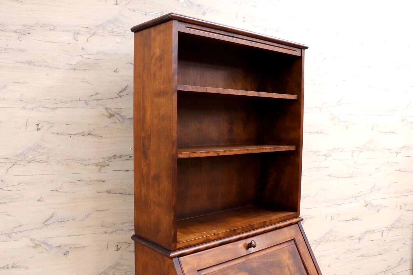 GMIS416○えぞ民芸家具 / 蝦夷民藝家具 ライティングビューロー デスク 学習机 勉強机 本棚 レトロ アンティーク 和家具 和モダン