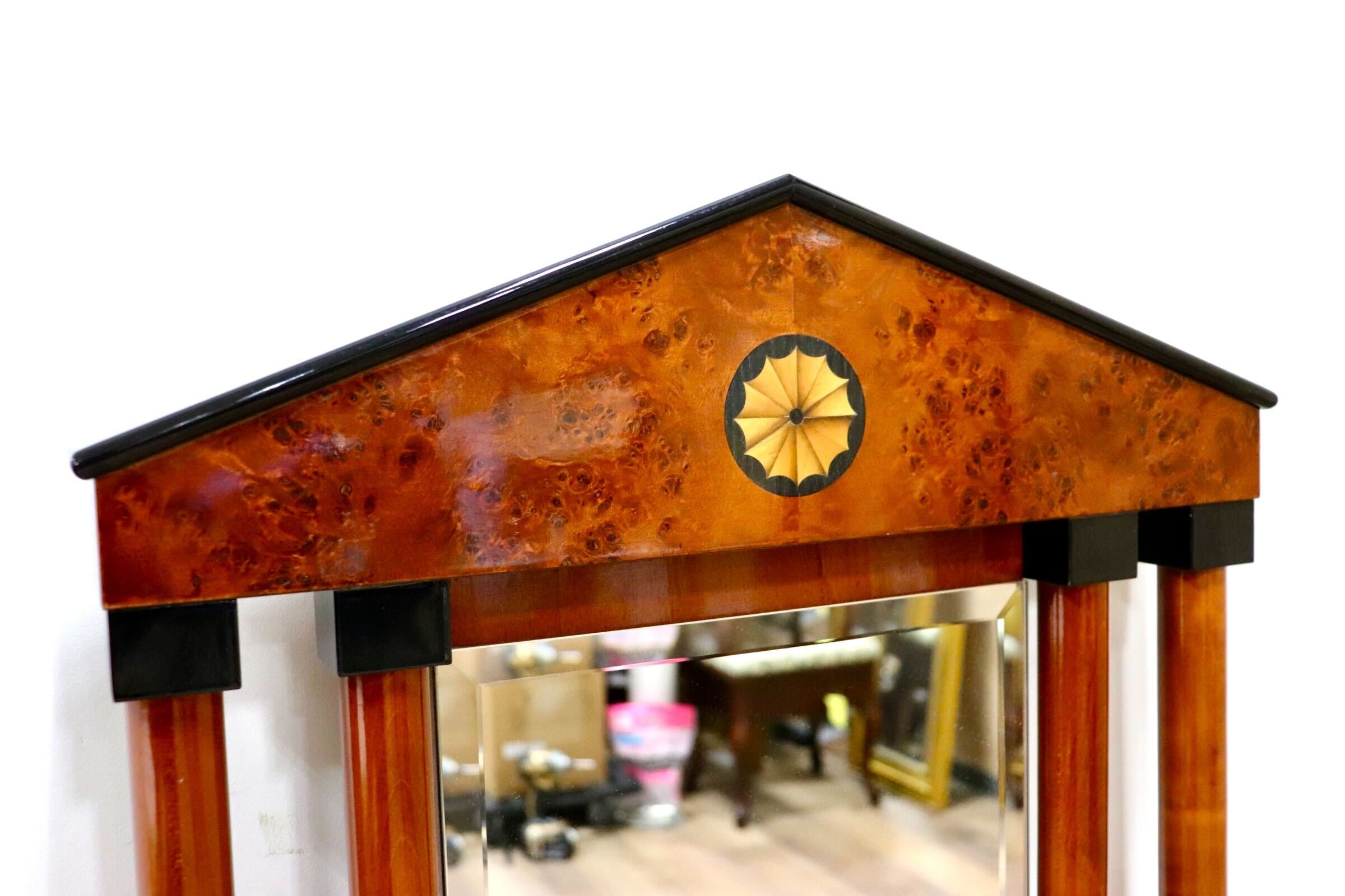 GMGN163A○イタリア製 最高級 鏡 ウォールミラー 姿見 壁掛け式 バーズアイメープル 象嵌細工 クラシック エレガント アンティーク 展示品