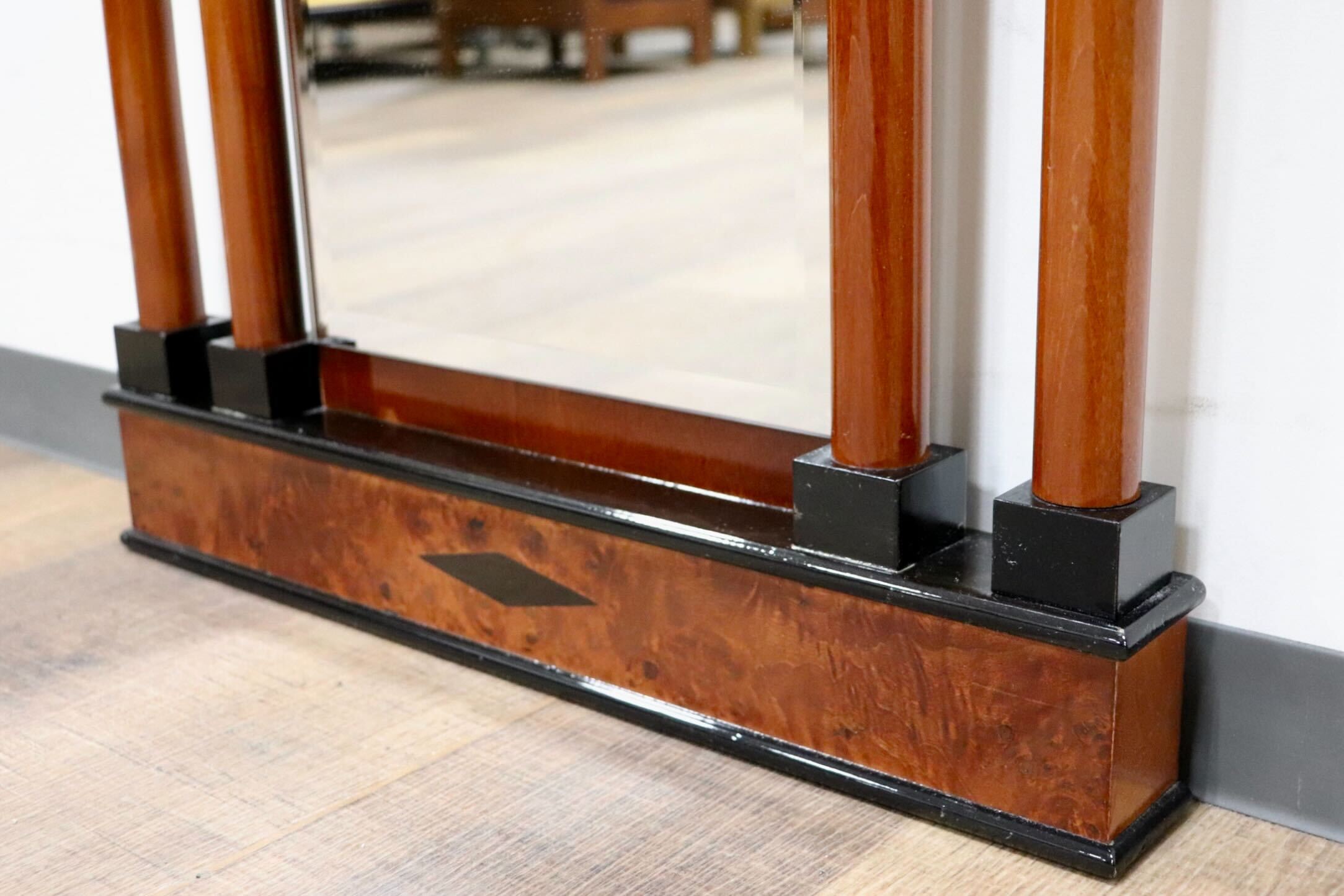 GMGN163A○イタリア製 最高級 鏡 ウォールミラー 姿見 壁掛け式 バーズアイメープル 象嵌細工 クラシック エレガント アンティーク 展示品