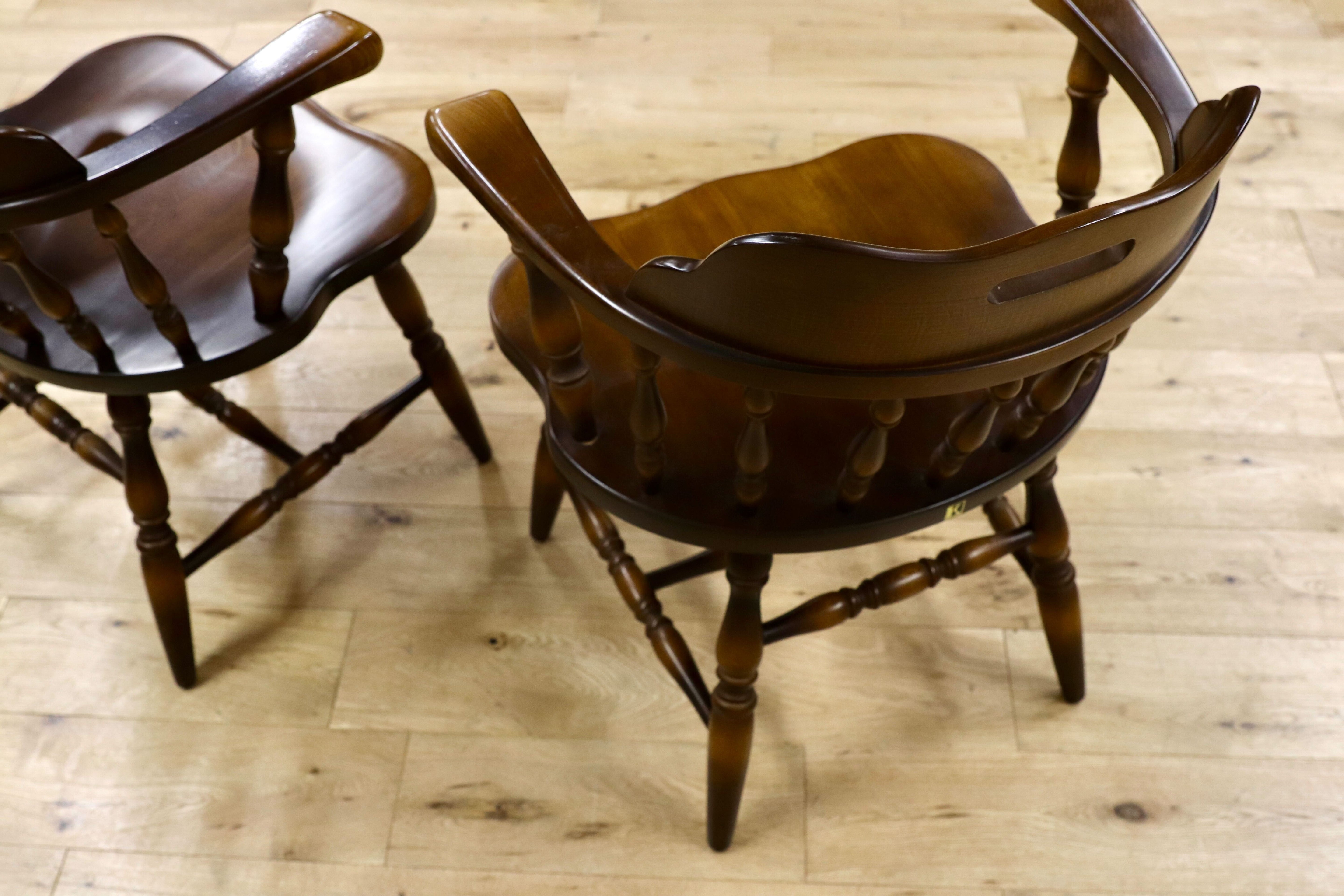 GMGS308A○飛騨産業 / HIDA キツツキ ウィンザーチェア キャプテンチェア ダイニングチェア 2脚セット 椅子 カントリー ブナ材 約16万